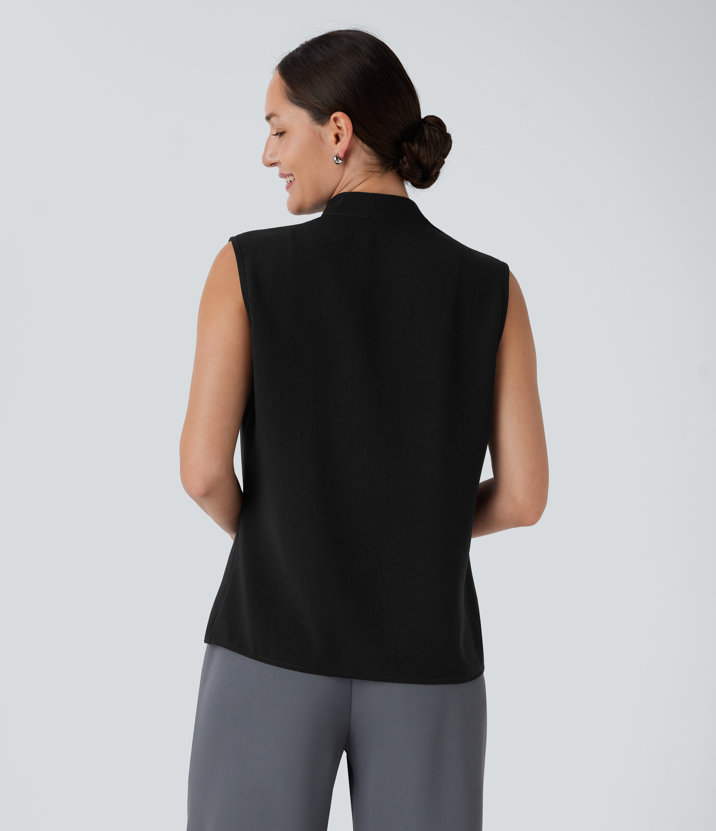 Halara V Neck Sleeveless Work Blouse  - Black - XS 