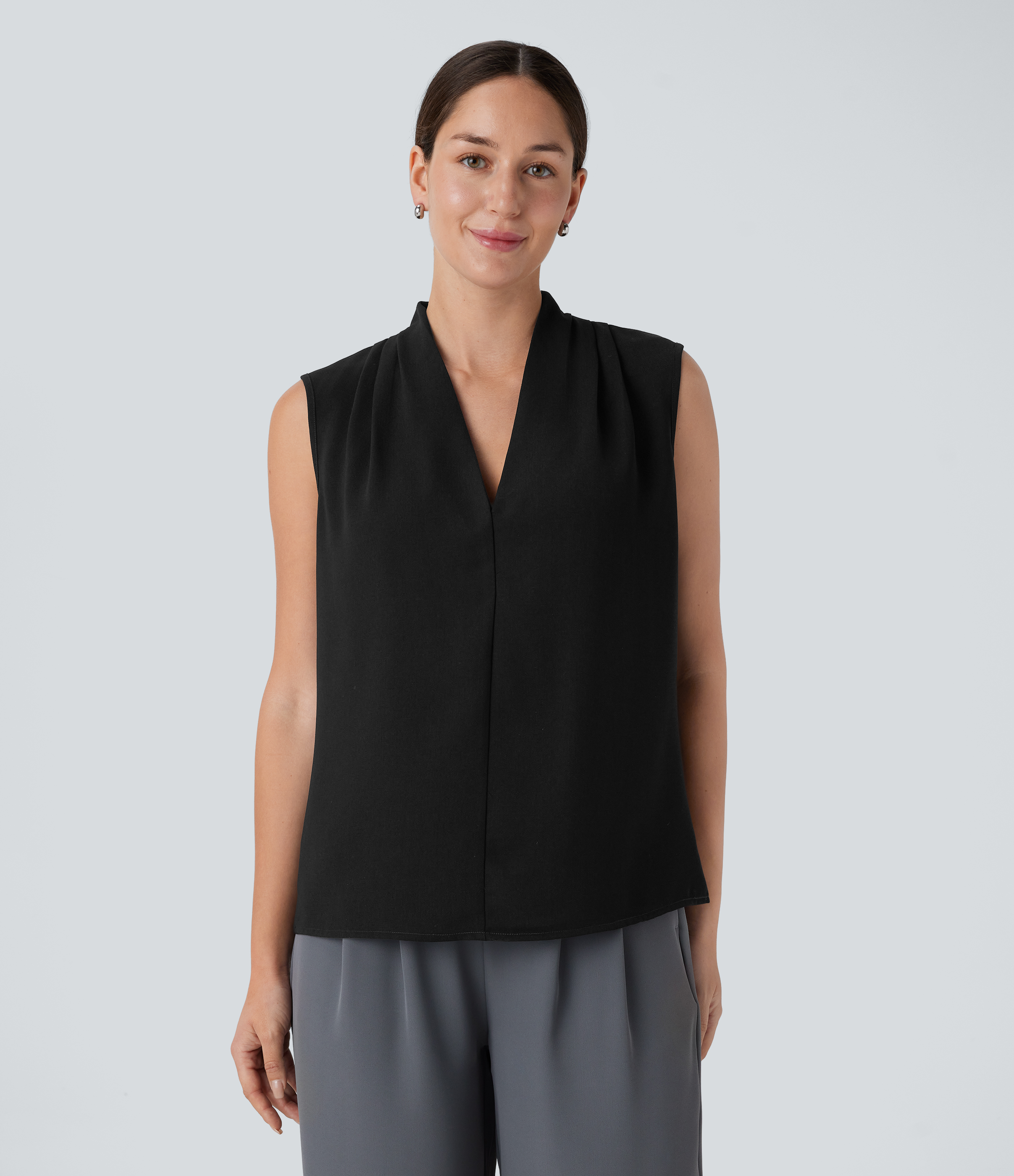 Halara V Neck Sleeveless Work Blouse  - Black - XS 