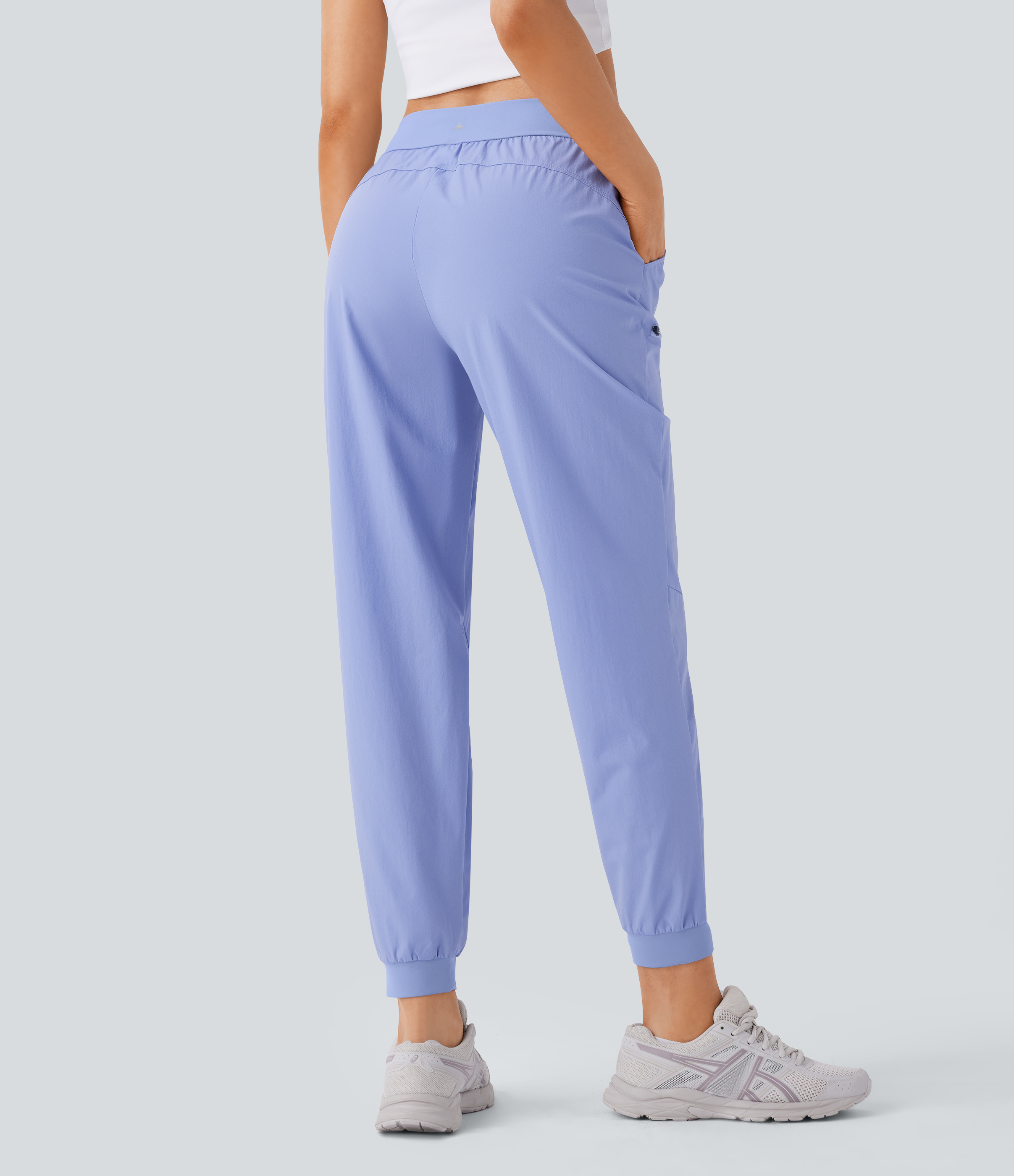 Halara Water Repellent Wear-Resistant Mid Rise Drawstring Multiple Pockets Hiking Pile Joggers  - Azure Haze - M(regular) 