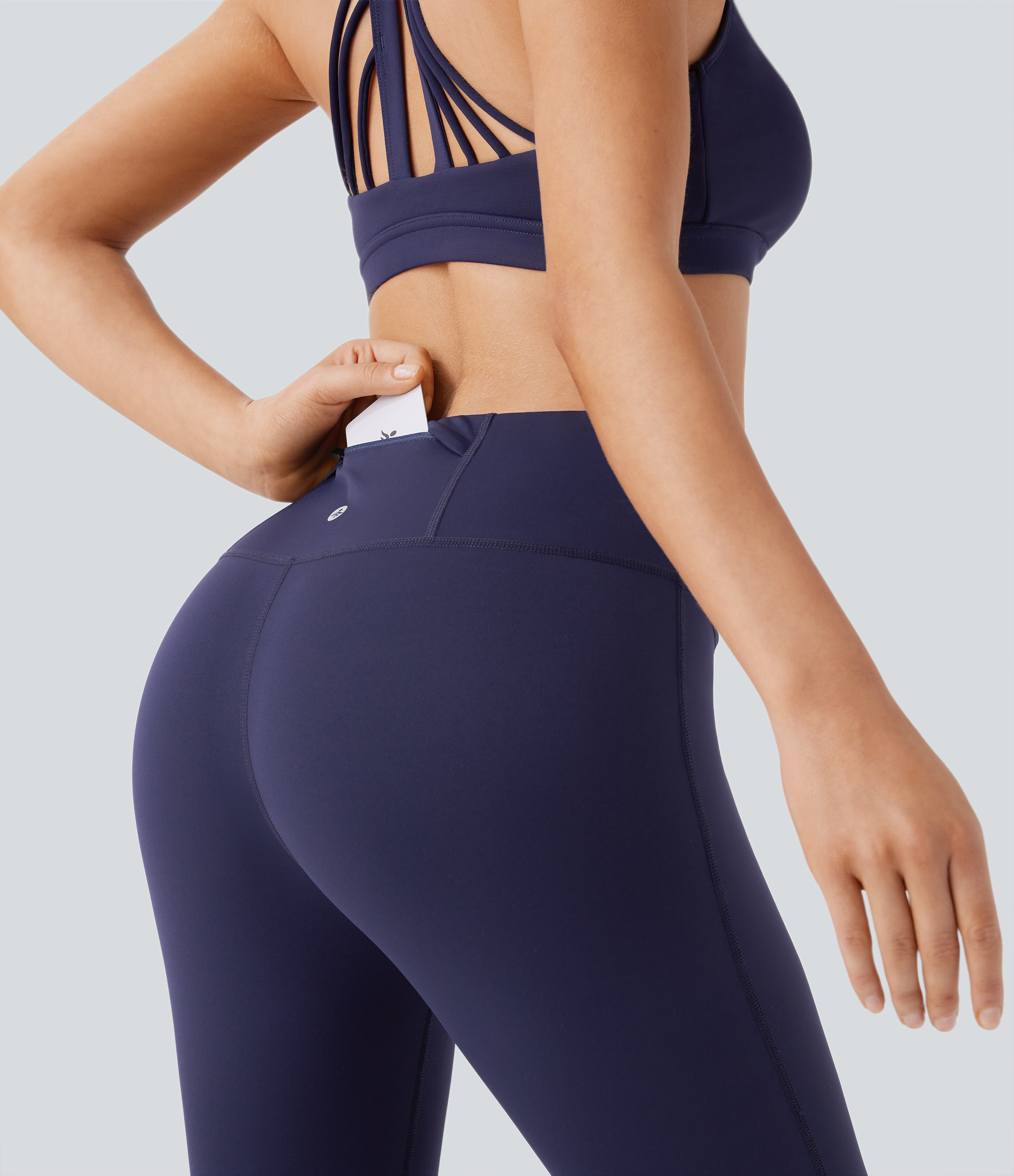 Halara High Waisted Back Pocket Slight Flare Yoga Leggings  - Patriot Blue - M(regular) gym leggings leggings with pockets 