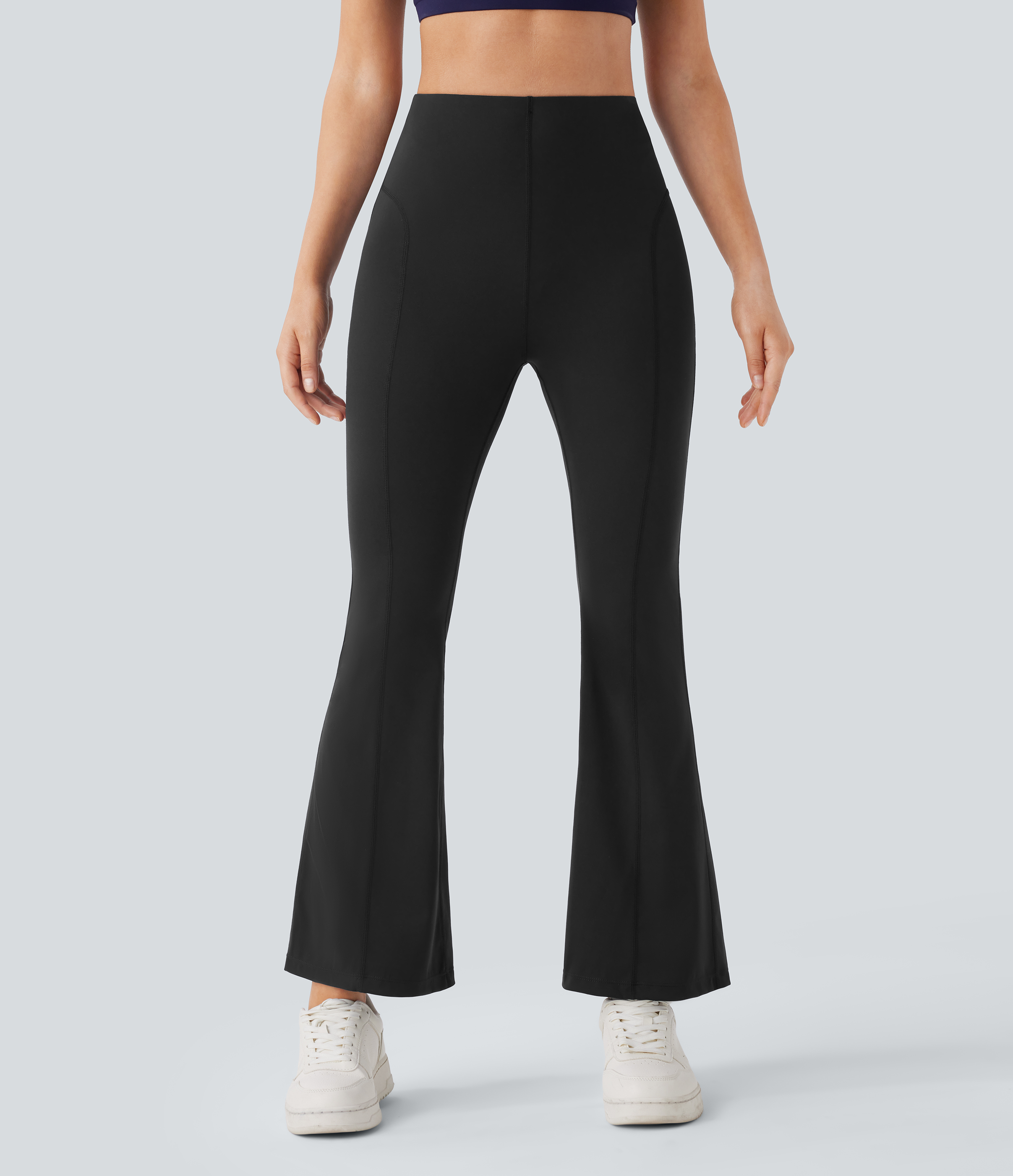 Halara High Waisted Back Pocket Slight Flare Yoga Leggings  - Black - L(regular) gym leggings leggings with pockets leggings with butt lift 