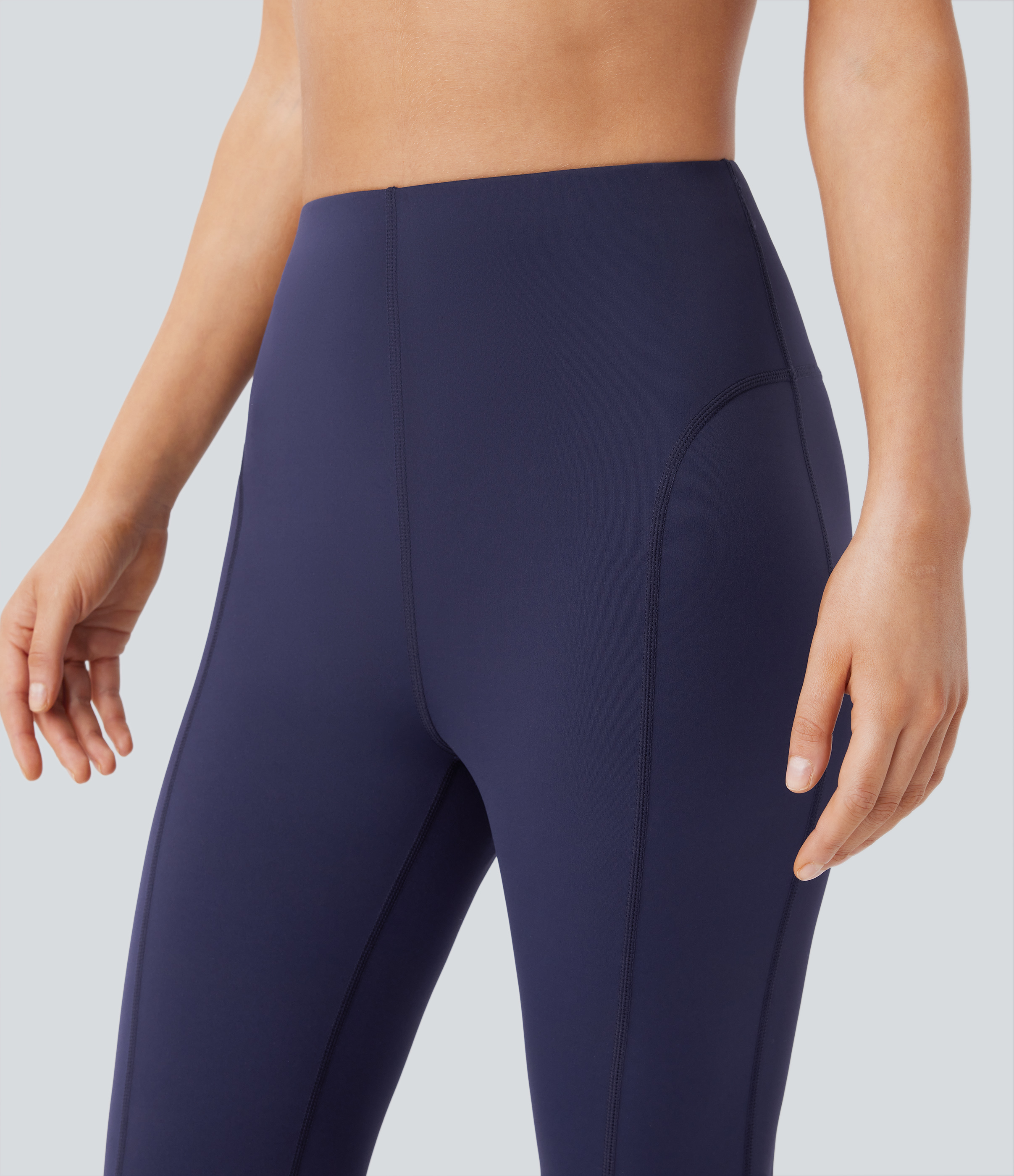 Halara High Waisted Back Pocket Slight Flare Yoga Leggings  - Patriot Blue - M(regular) gym leggings leggings with pockets 