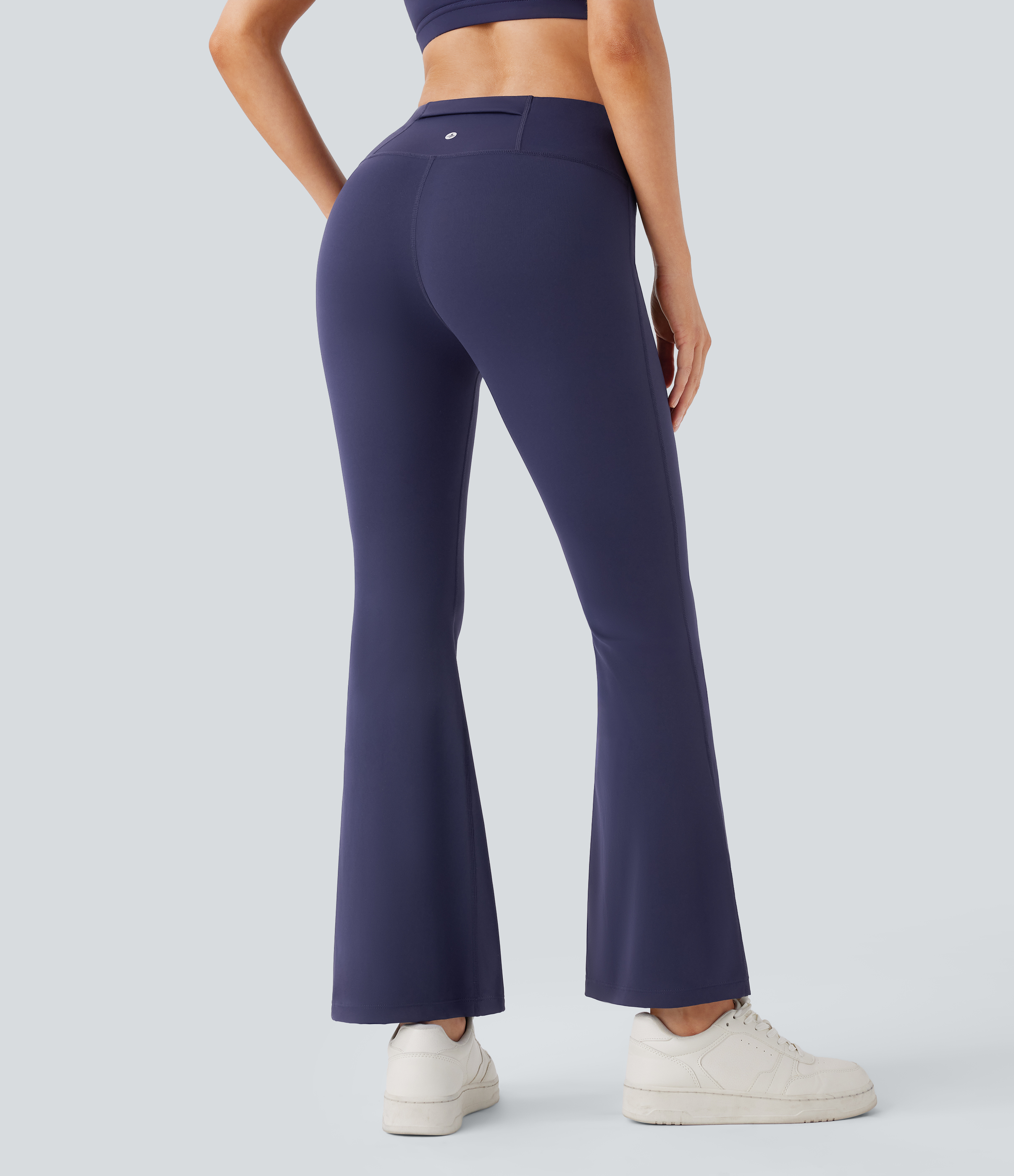 Halara High Waisted Back Pocket Slight Flare Yoga Leggings  - Patriot Blue - M(regular) gym leggings leggings with pockets 