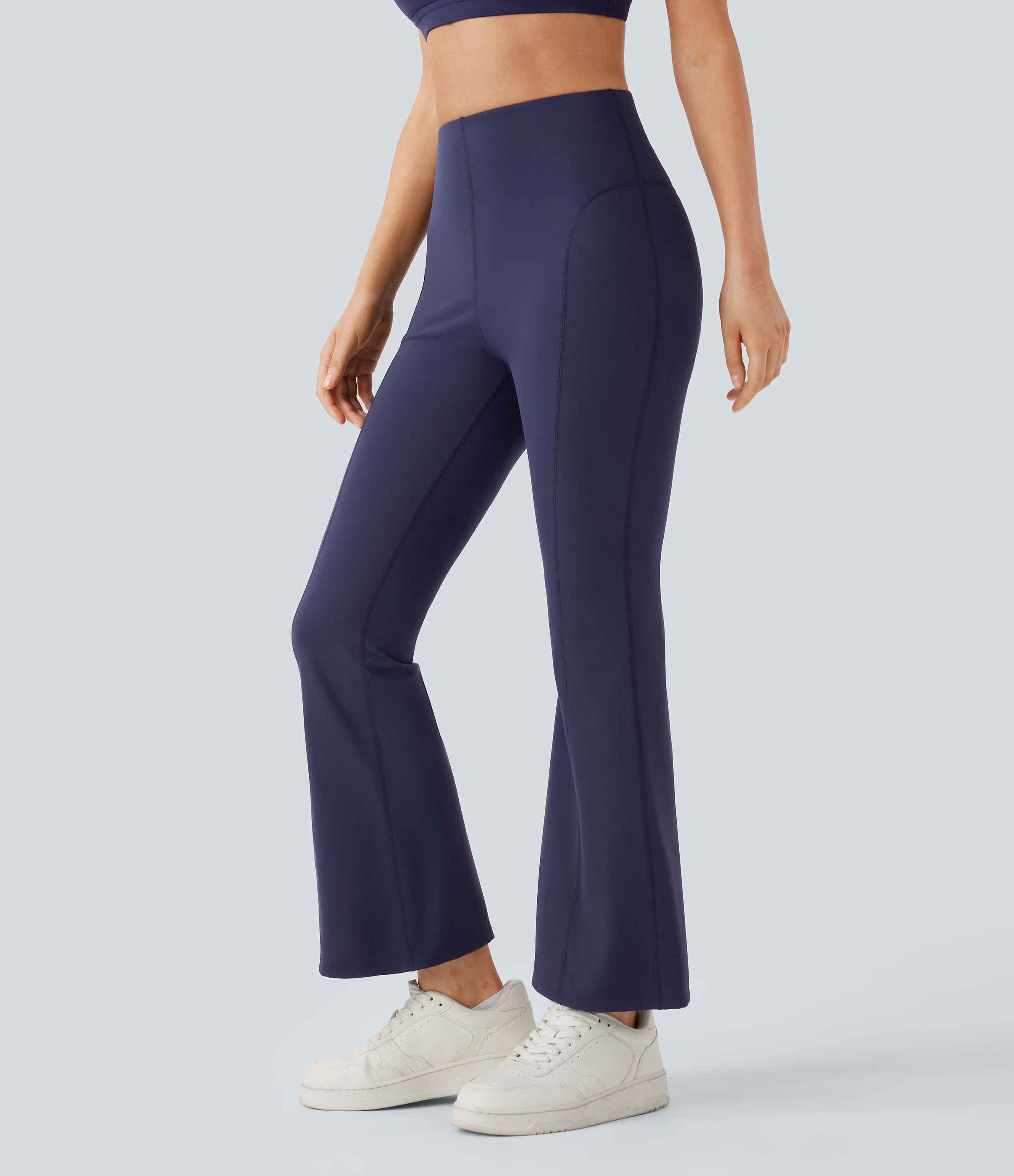 Halara High Waisted Back Pocket Slight Flare Yoga Leggings  - Patriot Blue - M(regular) gym leggings leggings with pockets 