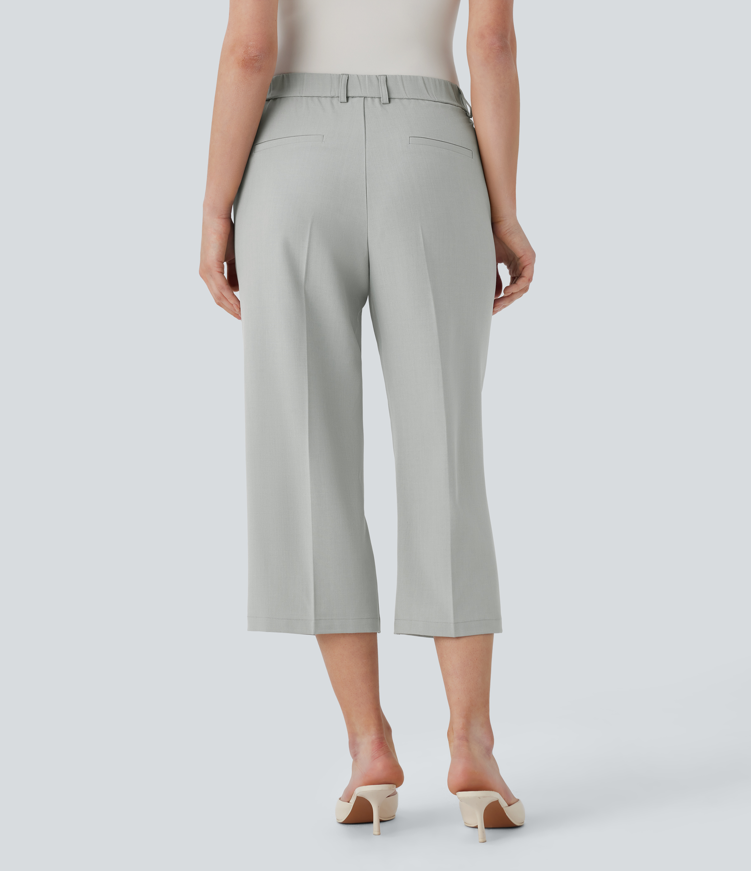 Halara Mid Rise Side Pocket Capri Work Pants  - Storm Gray - S(regular) sweatpants jogger pants stacked sweatpants cargo joggers 