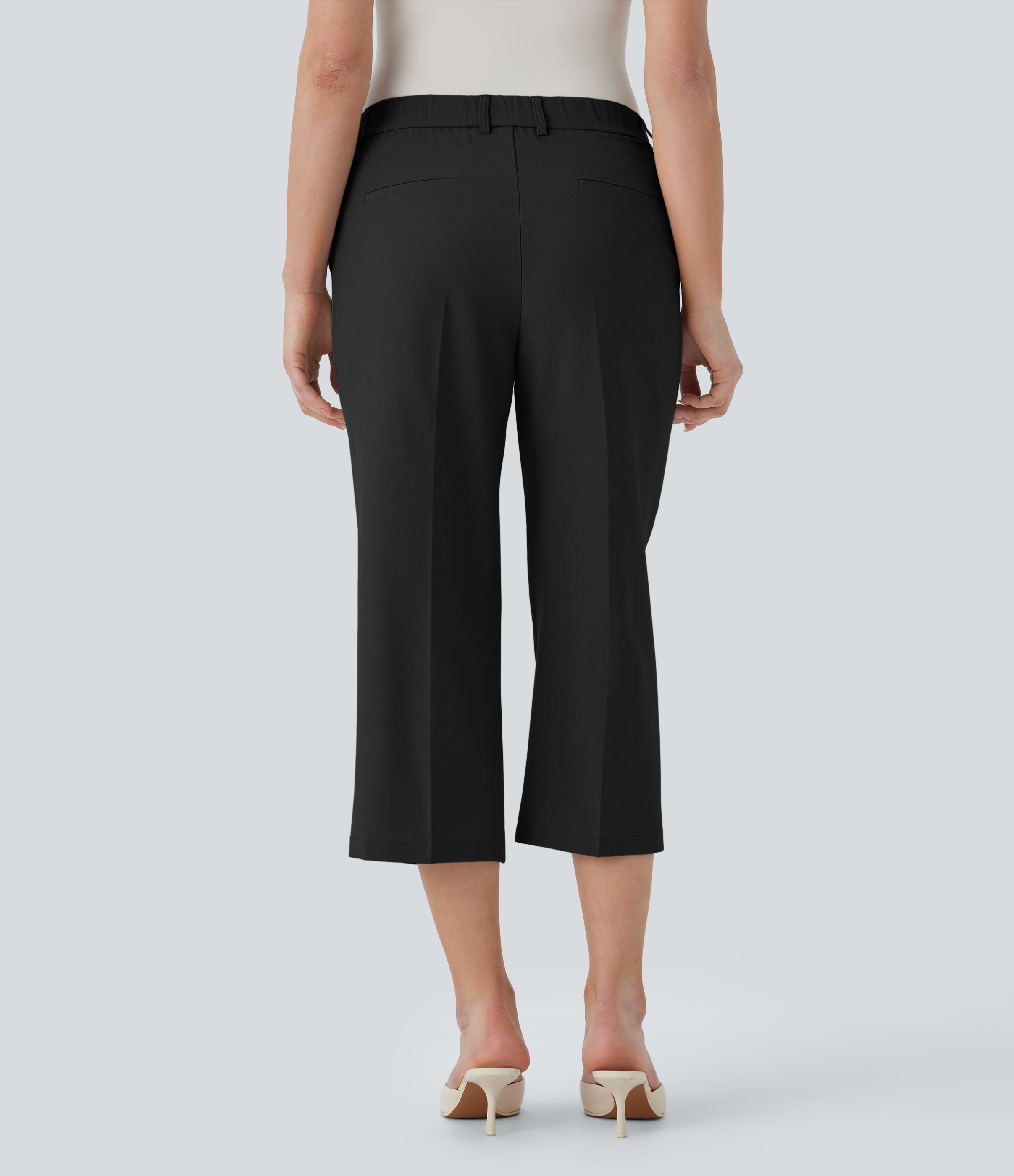 Halara Mid Rise Side Pocket Capri Work Pants  - Black - XL(regular) sweatpants jogger pants stacked sweatpants cargo joggers 