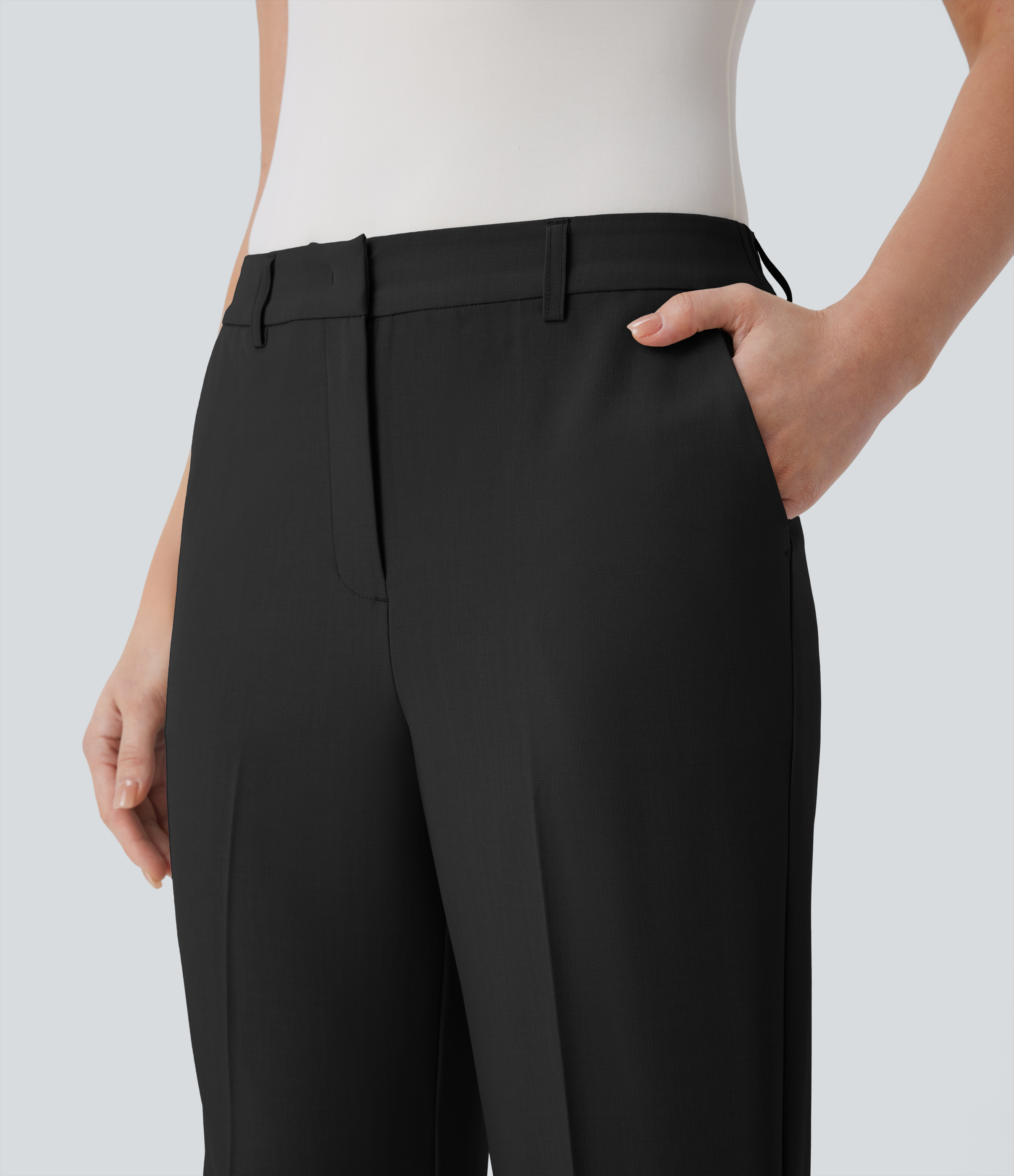 Halara Mid Rise Side Pocket Capri Work Pants  - Black - XL(regular) sweatpants jogger pants stacked sweatpants cargo joggers 