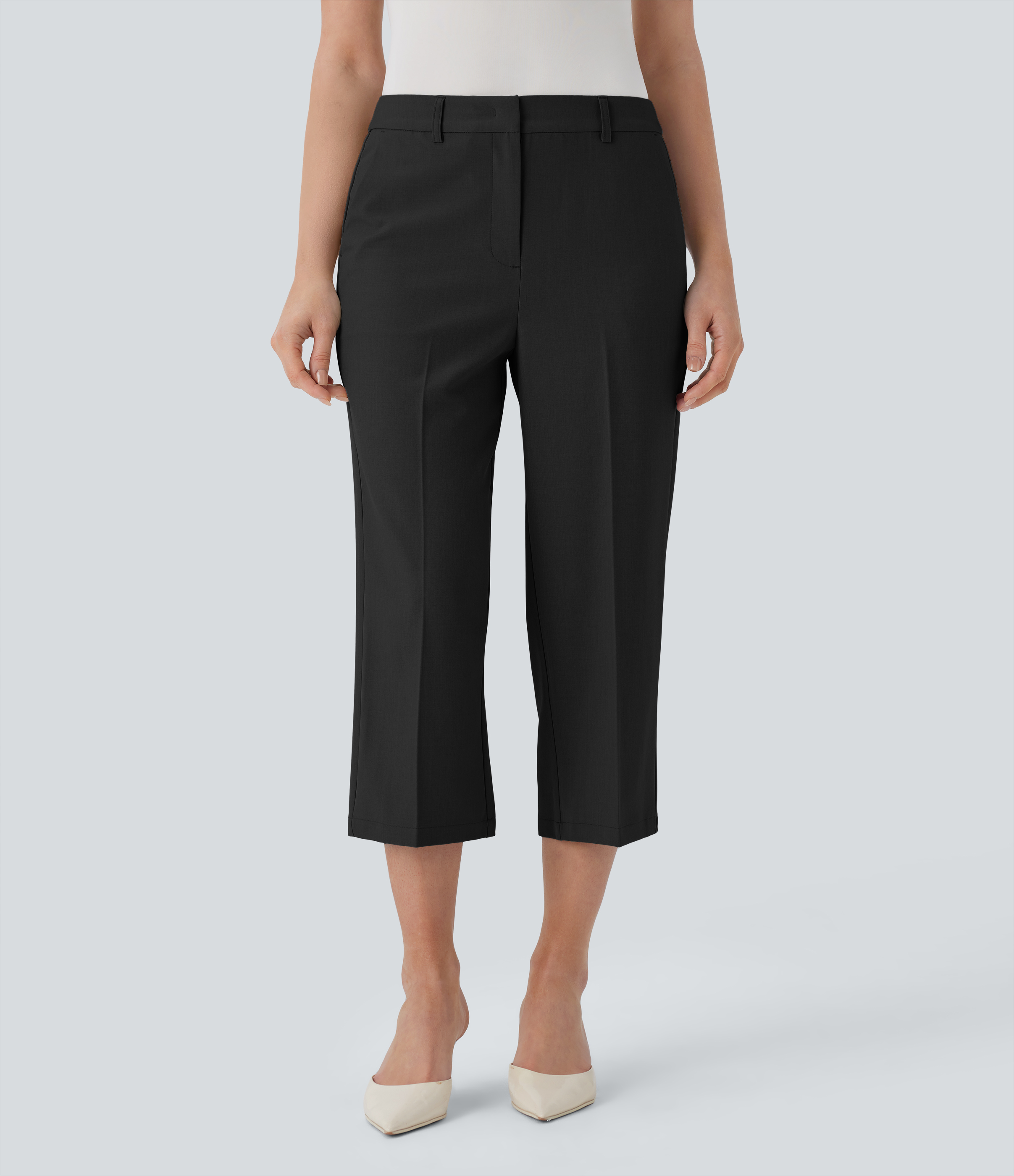 Halara Mid Rise Side Pocket Capri Work Pants  - Black - XL(regular) sweatpants jogger pants stacked sweatpants cargo joggers 