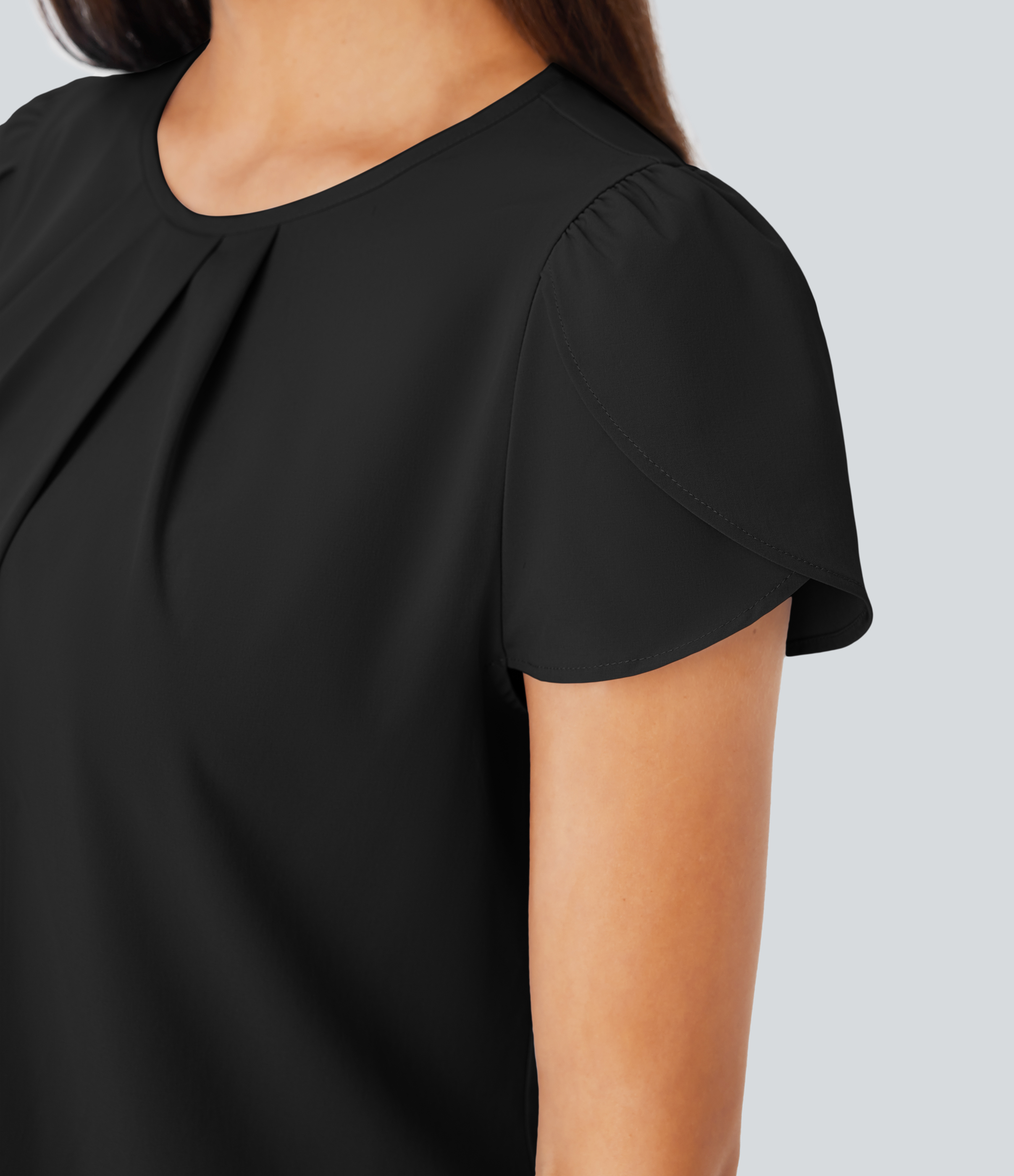 Halara Breezefulв„ў Round Neck Short Sleeve Keyhole Back Quick Dry Work Top Tank Top - Black - XS golf tops halter top tunic tops 