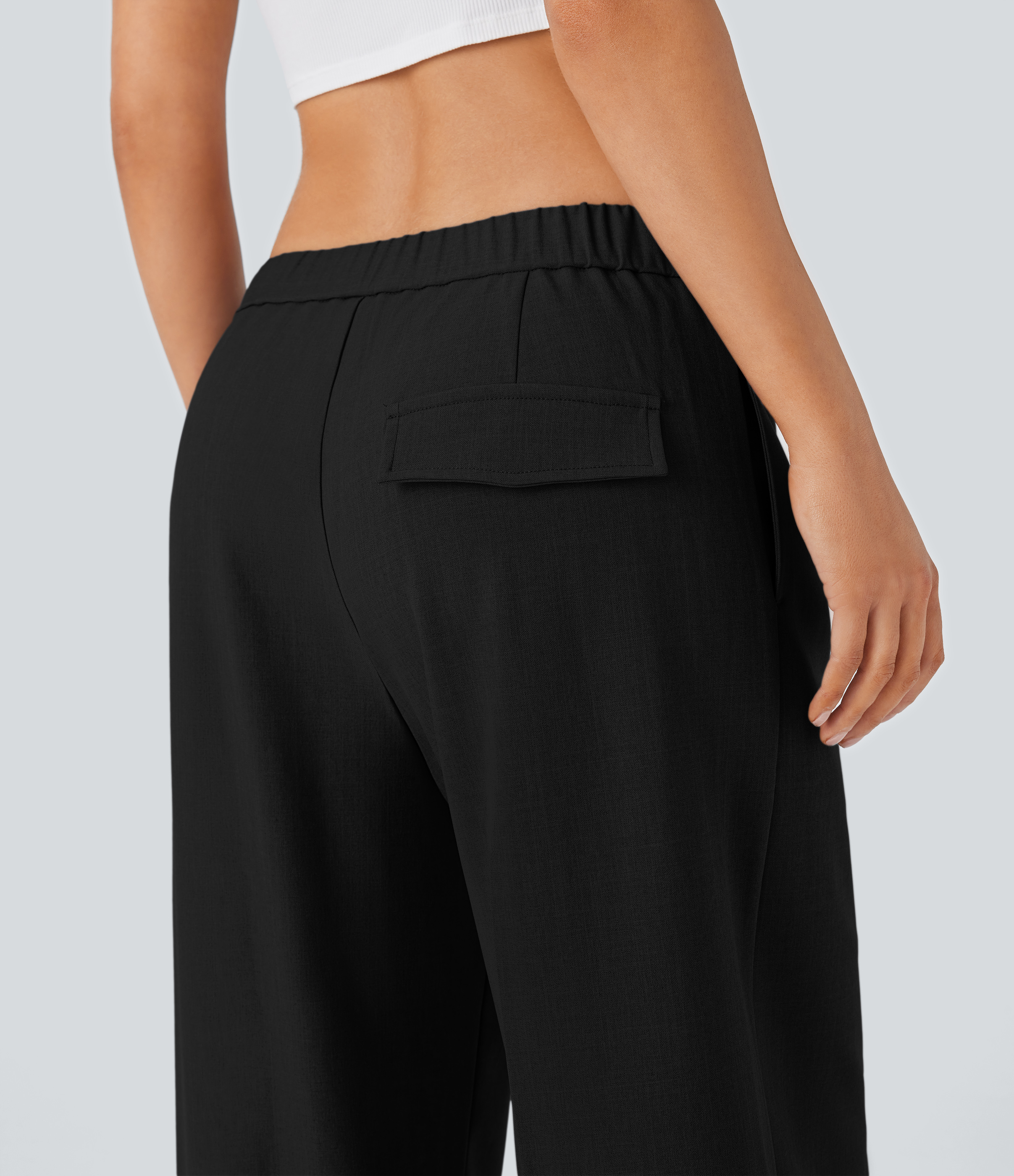 Halara Low Rise Zipper Side Pocket Wide Leg Casual Pants  - Black - M(regular) sweatpants jogger pants stacked sweatpants cargo joggers 