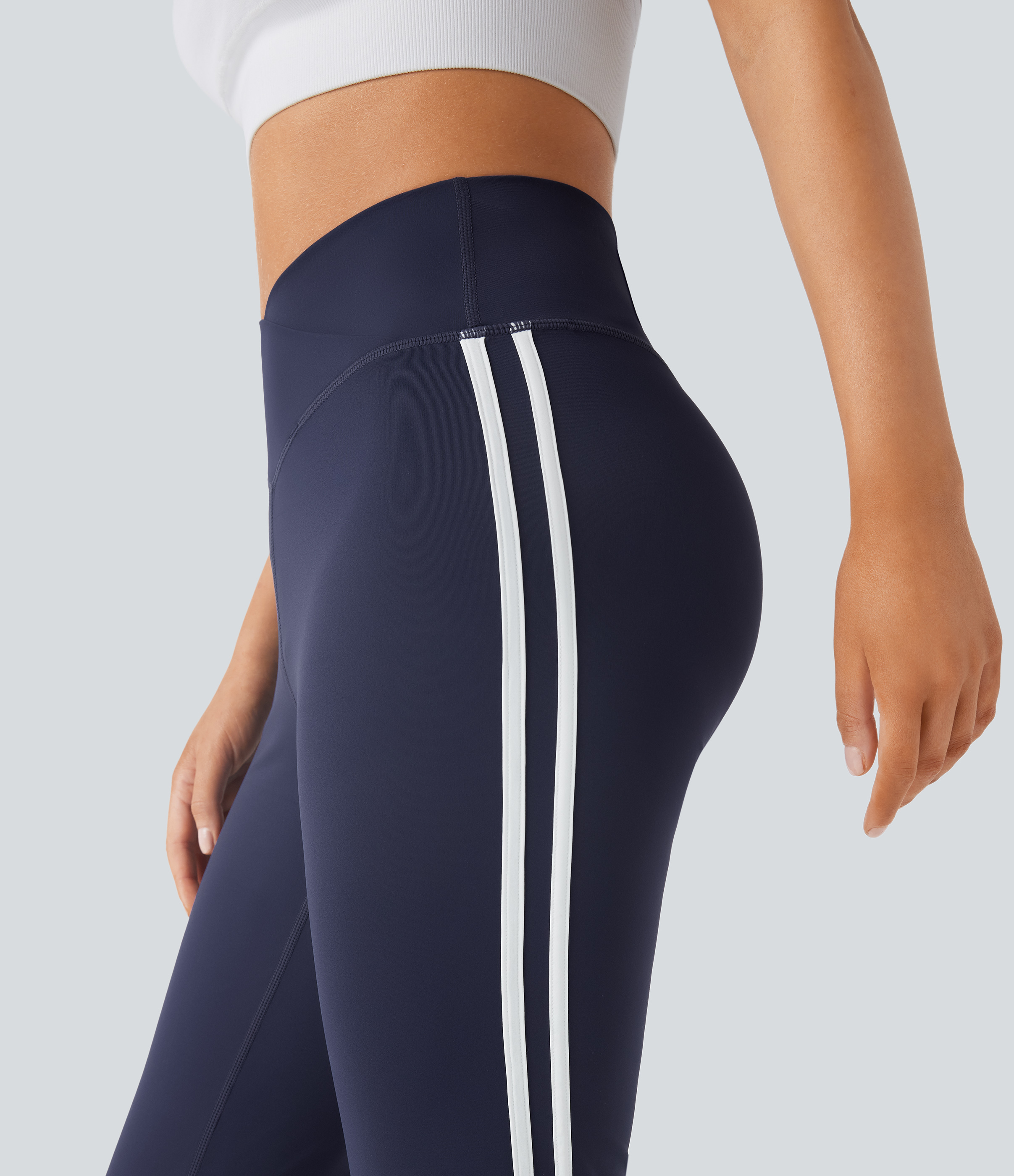 Halara Breezefulв„ў Mid Rise Crossover Color Block Flare Quick Dry Yoga Leggings  - Overture - XL gym leggings leggings with pockets 