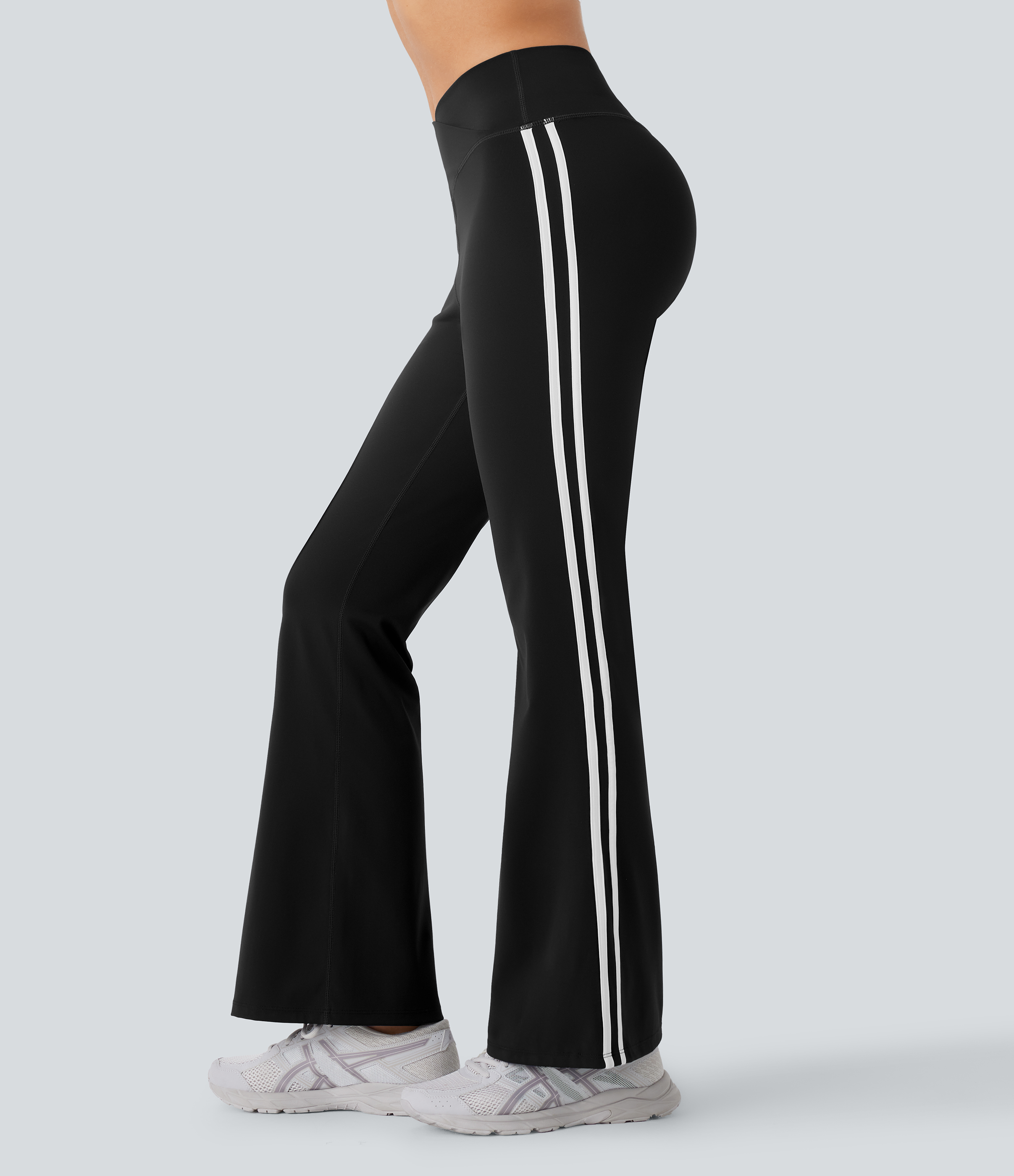 Halara Breezefulв„ў Mid Rise Crossover Color Block Flare Quick Dry Yoga Leggings  - Black - M gym leggings leggings with pockets 