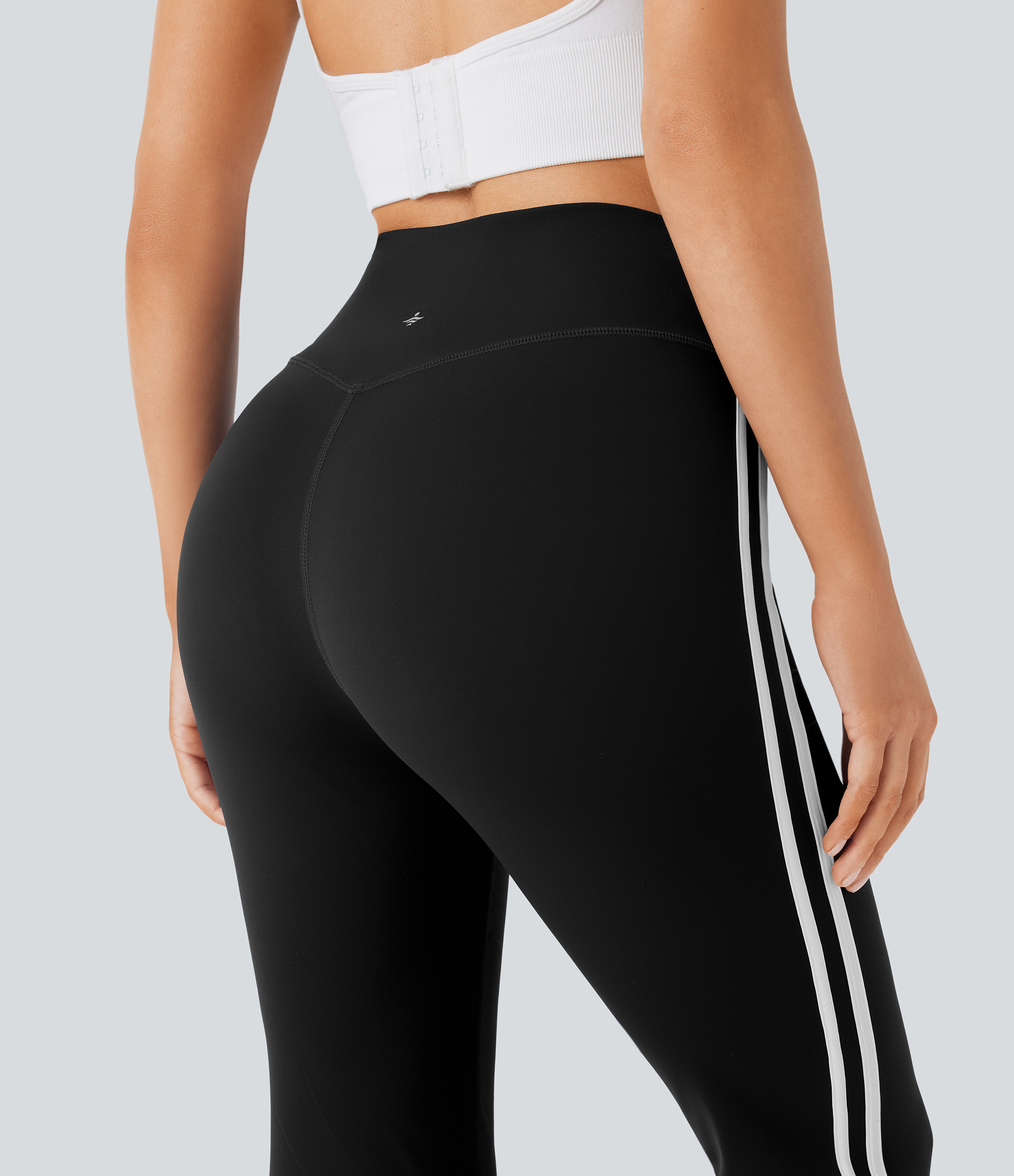 Halara Breezefulв„ў Mid Rise Crossover Color Block Flare Quick Dry Yoga Leggings  - Black - M gym leggings leggings with pockets 