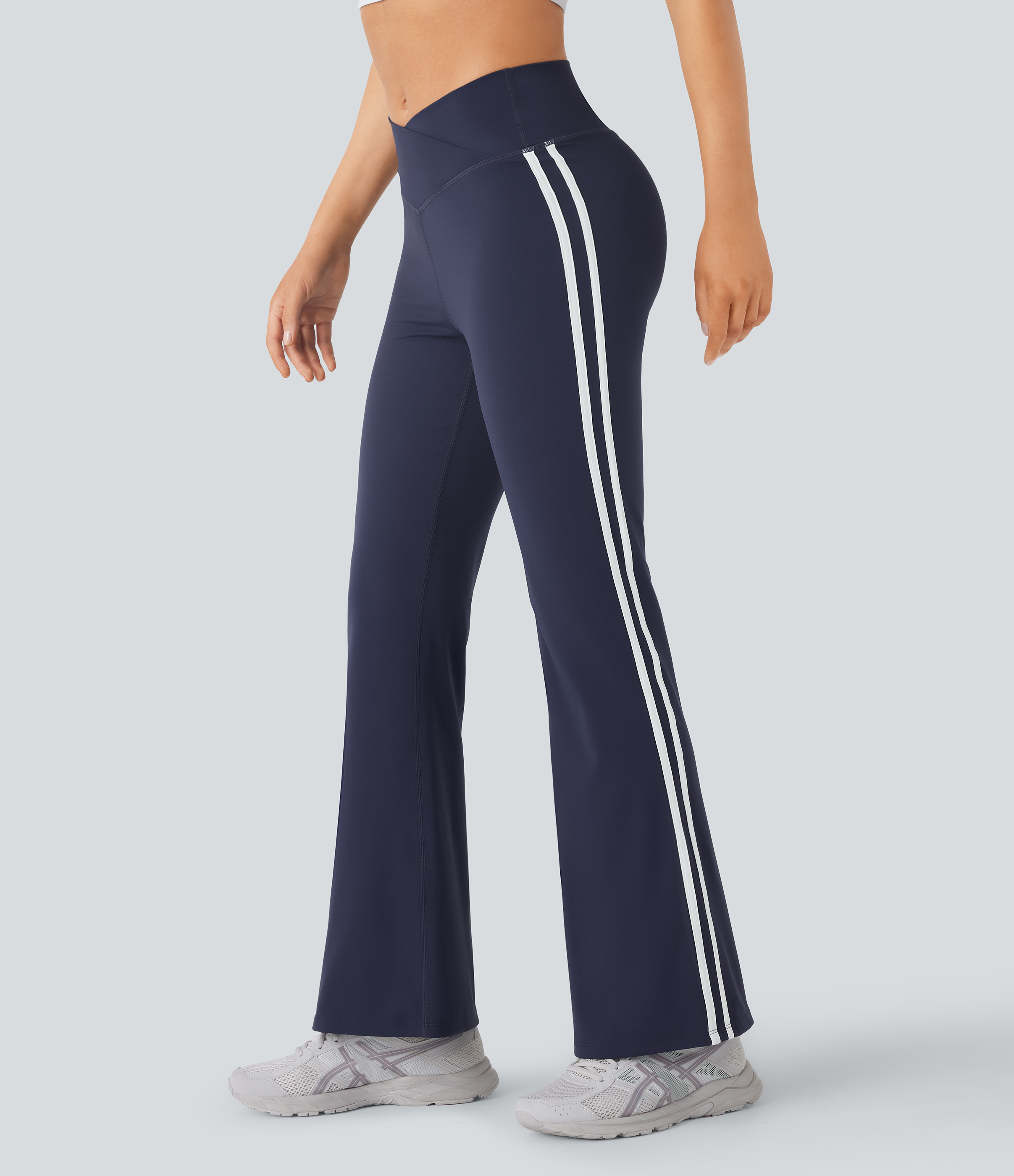 Halara Breezefulв„ў Mid Rise Crossover Color Block Flare Quick Dry Yoga Leggings  - Overture - XL gym leggings leggings with pockets 