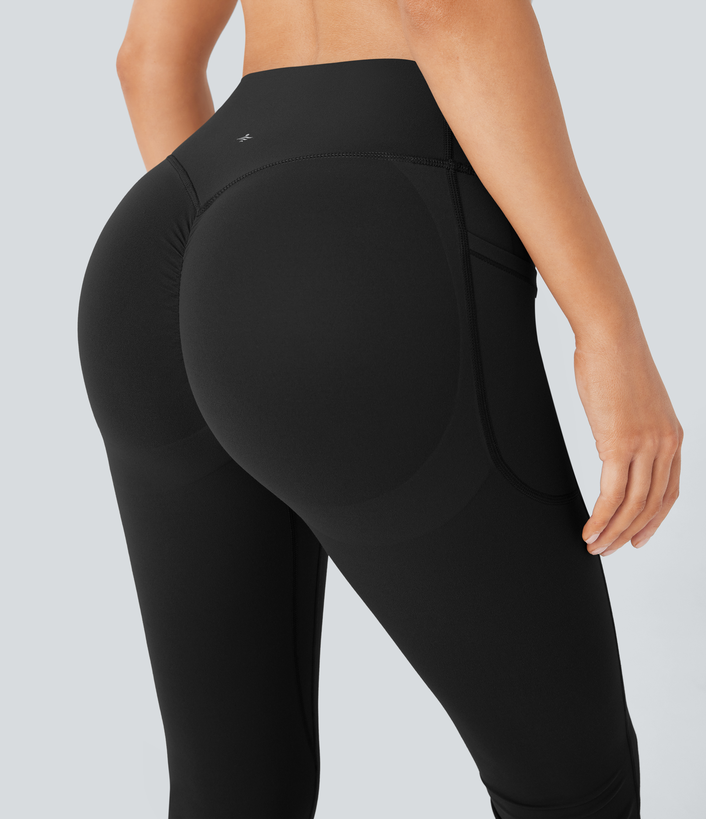 Halara SoCinched High Waisted Butt Lifting Tummy Control Side Pocket Shaping Yoga UltraSculpt Bootcut Leggings  - Black - XS(regular) 