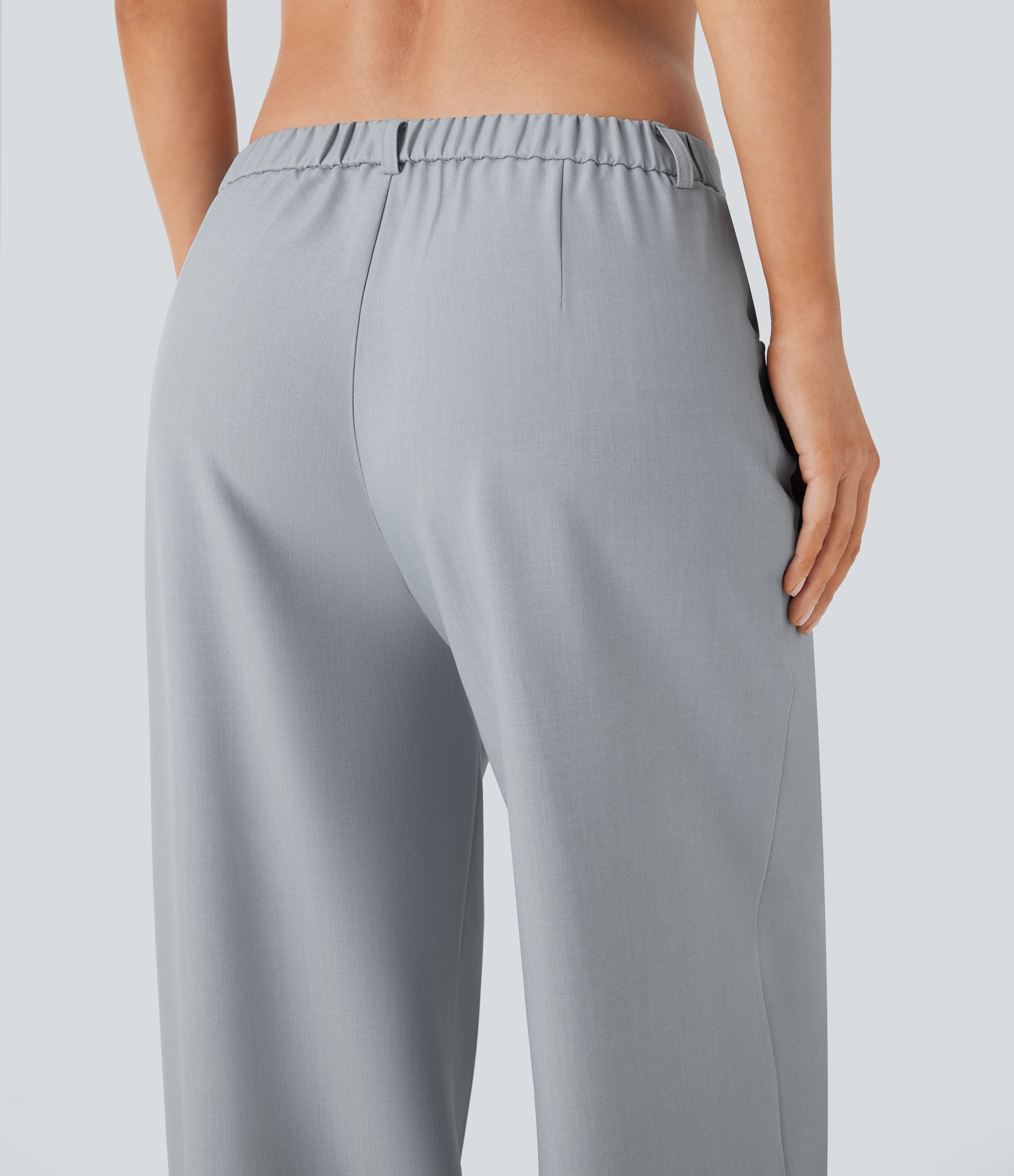 Halara Low Rise Tie Front Side Pocket Wide Leg Casual Pants  - Silver - L sweatpants jogger pants stacked sweatpants cargo joggers 
