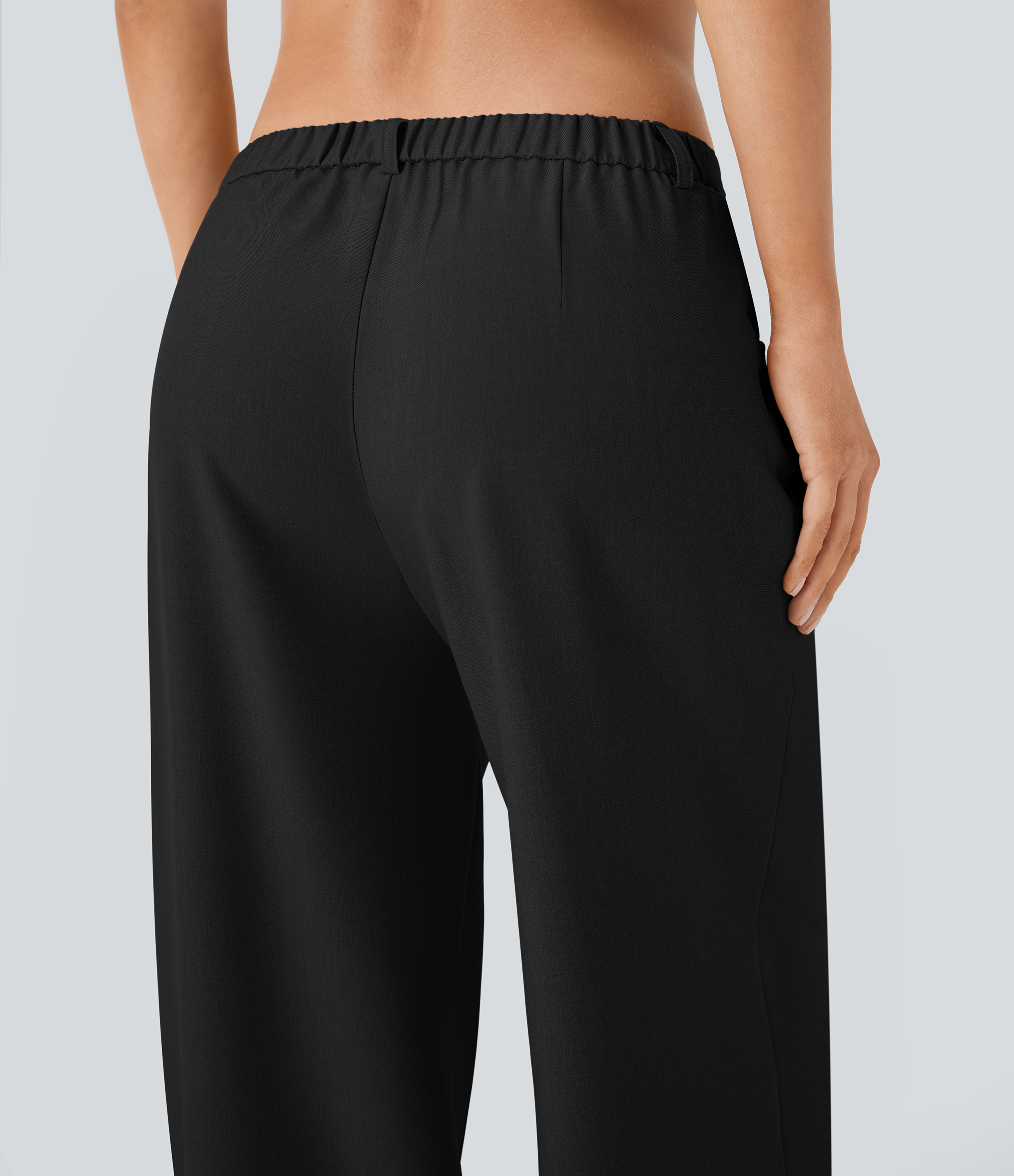 Halara Low Rise Tie Front Side Pocket Wide Leg Casual Pants  - Black - L sweatpants jogger pants stacked sweatpants cargo joggers 