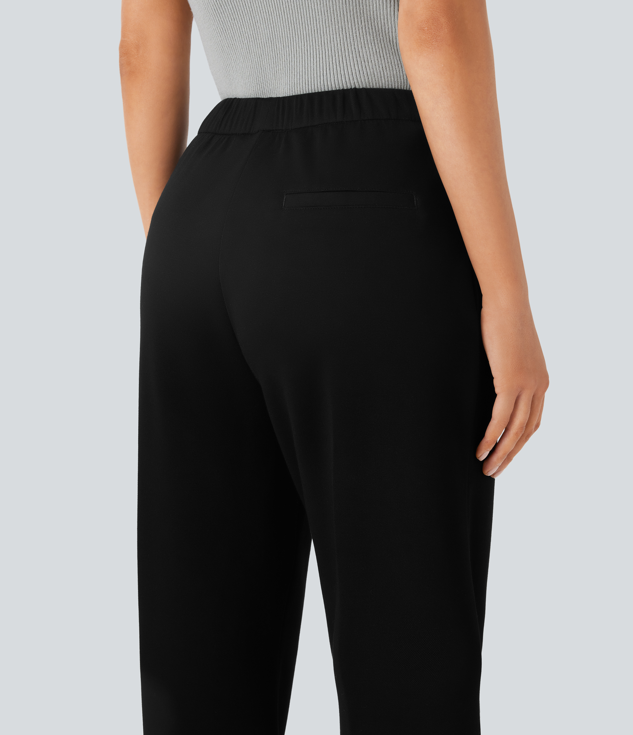 Halara Mid Rise Drawstring Side Pocket Straight Leg Work Pants  - Black - XL(regular) sweatpants jogger pants stacked sweatpants 