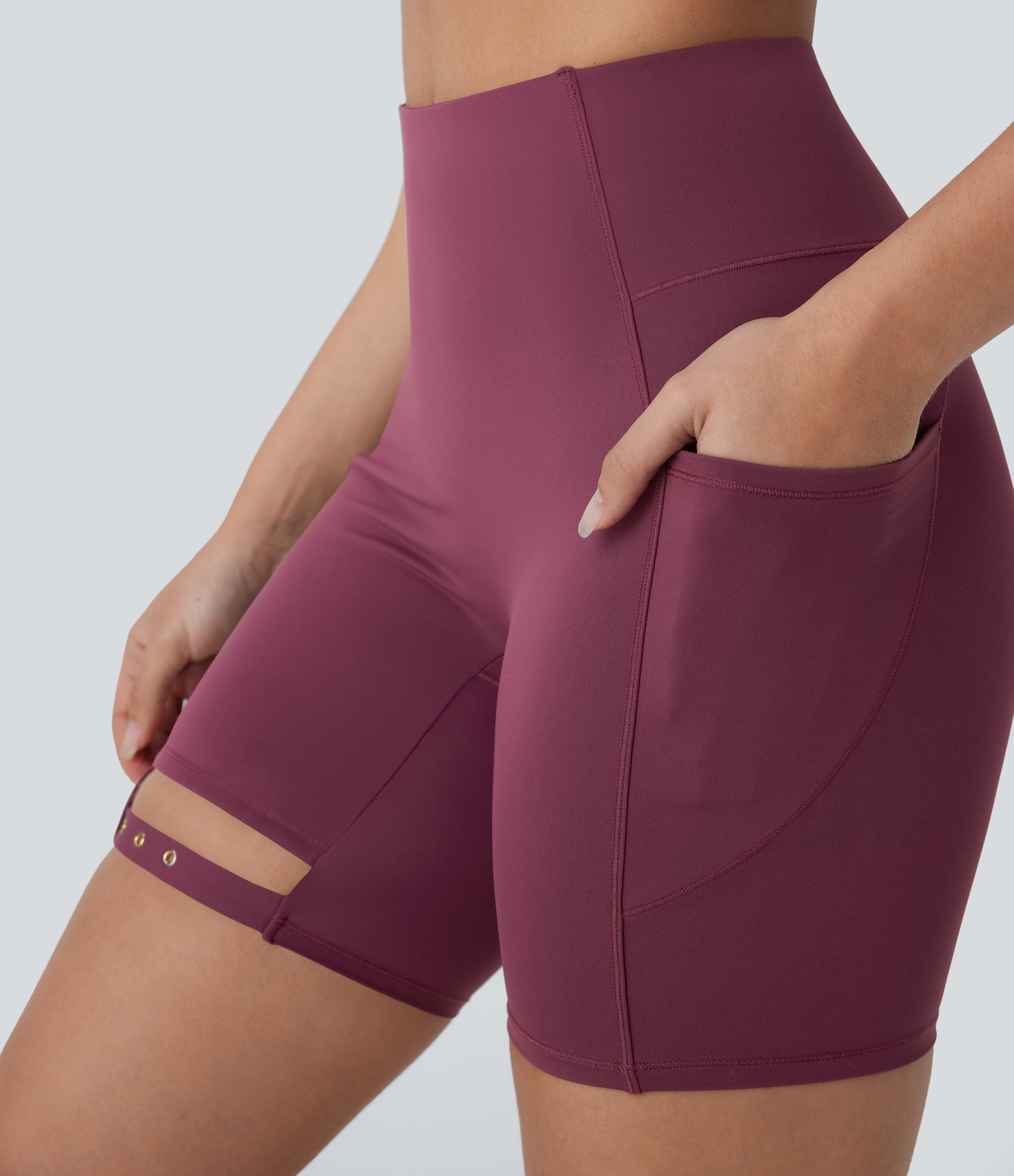 Halara Softlyzeroв„ў Airy High Waisted Side Pocket Adjustable Buckle Cool Touch Dance Biker Shorts 7``  - Fig - L biker shorts women 