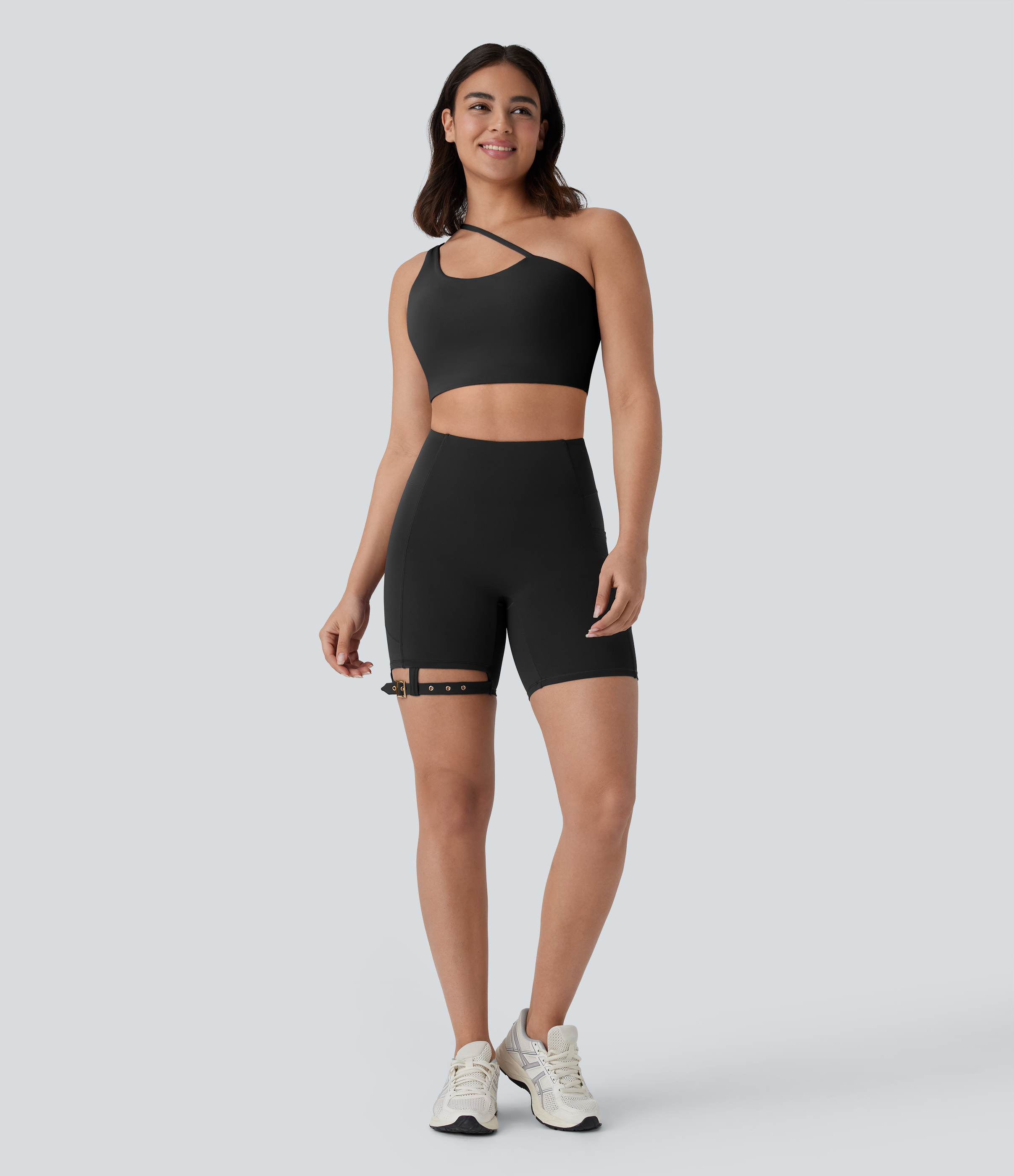 Halara Softlyzeroв„ў Airy High Waisted Side Pocket Adjustable Buckle Cool Touch Dance Biker Shorts 7``  - Black - XL biker shorts women 