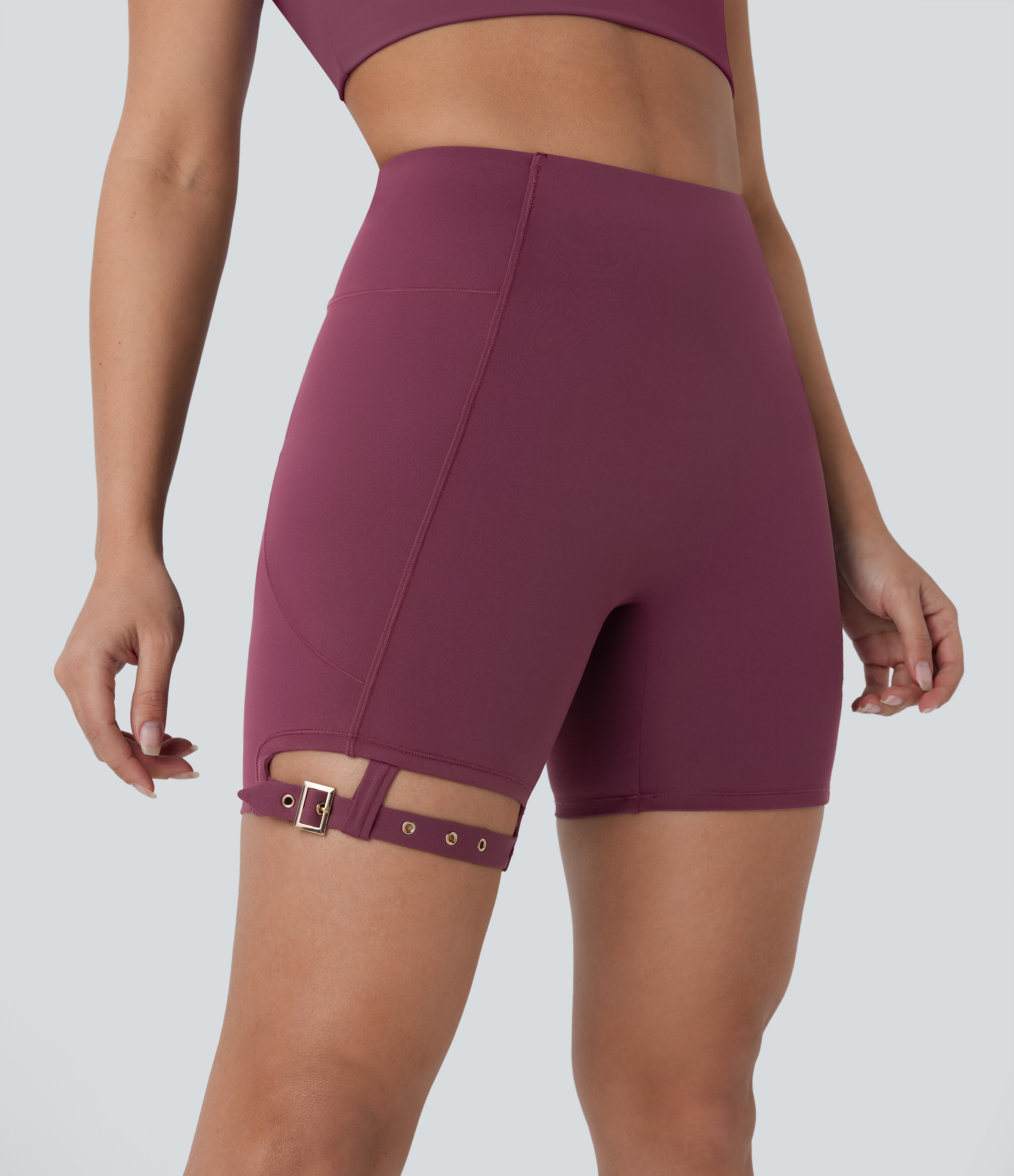 Halara Softlyzeroв„ў Airy High Waisted Side Pocket Adjustable Buckle Cool Touch Dance Biker Shorts 7``  - Fig - L biker shorts women 