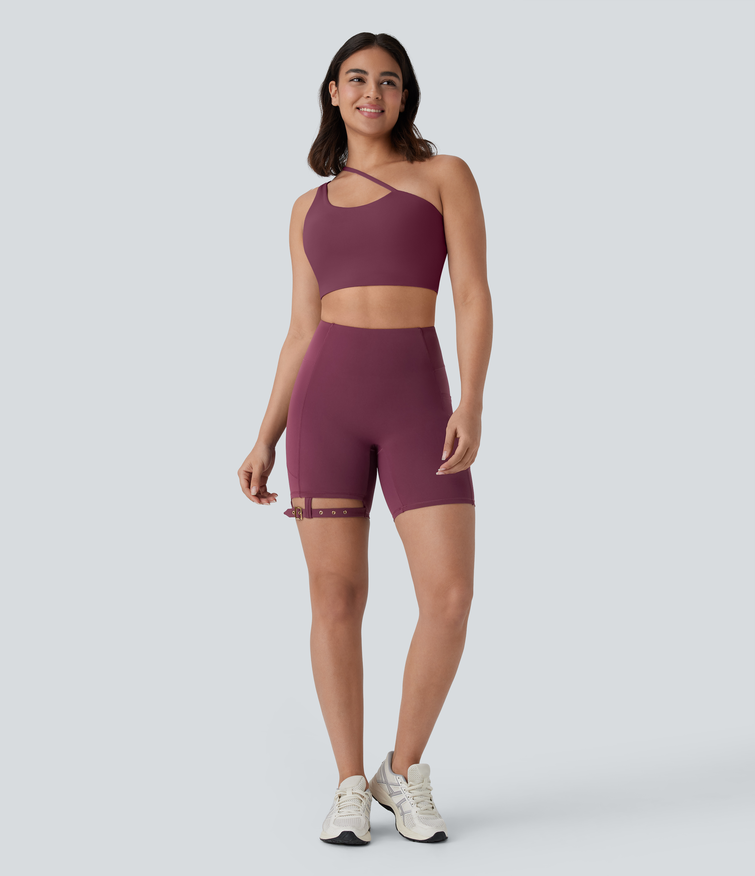 Halara Softlyzeroв„ў Airy High Waisted Side Pocket Adjustable Buckle Cool Touch Dance Biker Shorts 7``  - Fig - L biker shorts women 