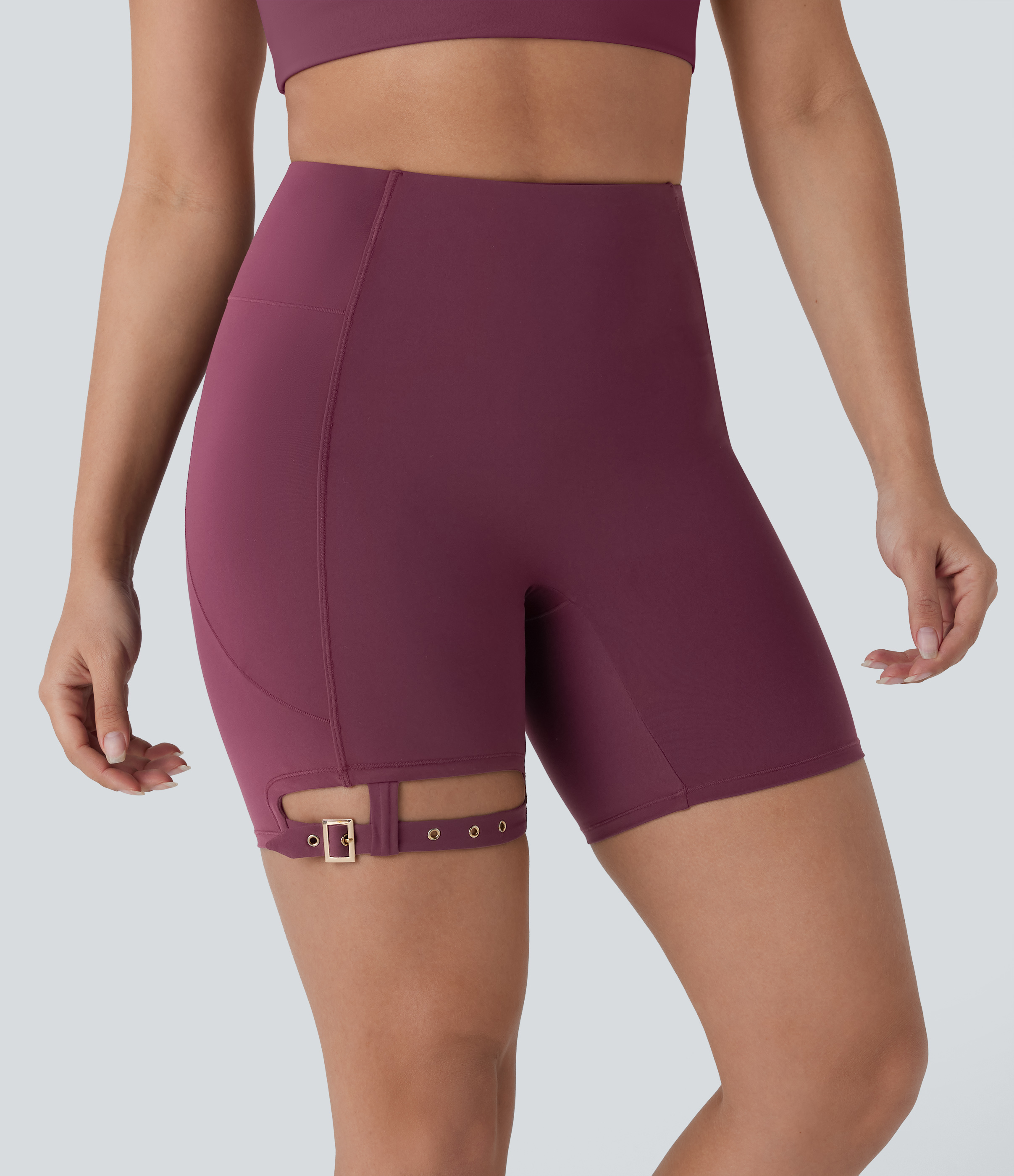 Halara Softlyzeroв„ў Airy High Waisted Side Pocket Adjustable Buckle Cool Touch Dance Biker Shorts 7``  - Fig - L biker shorts women 