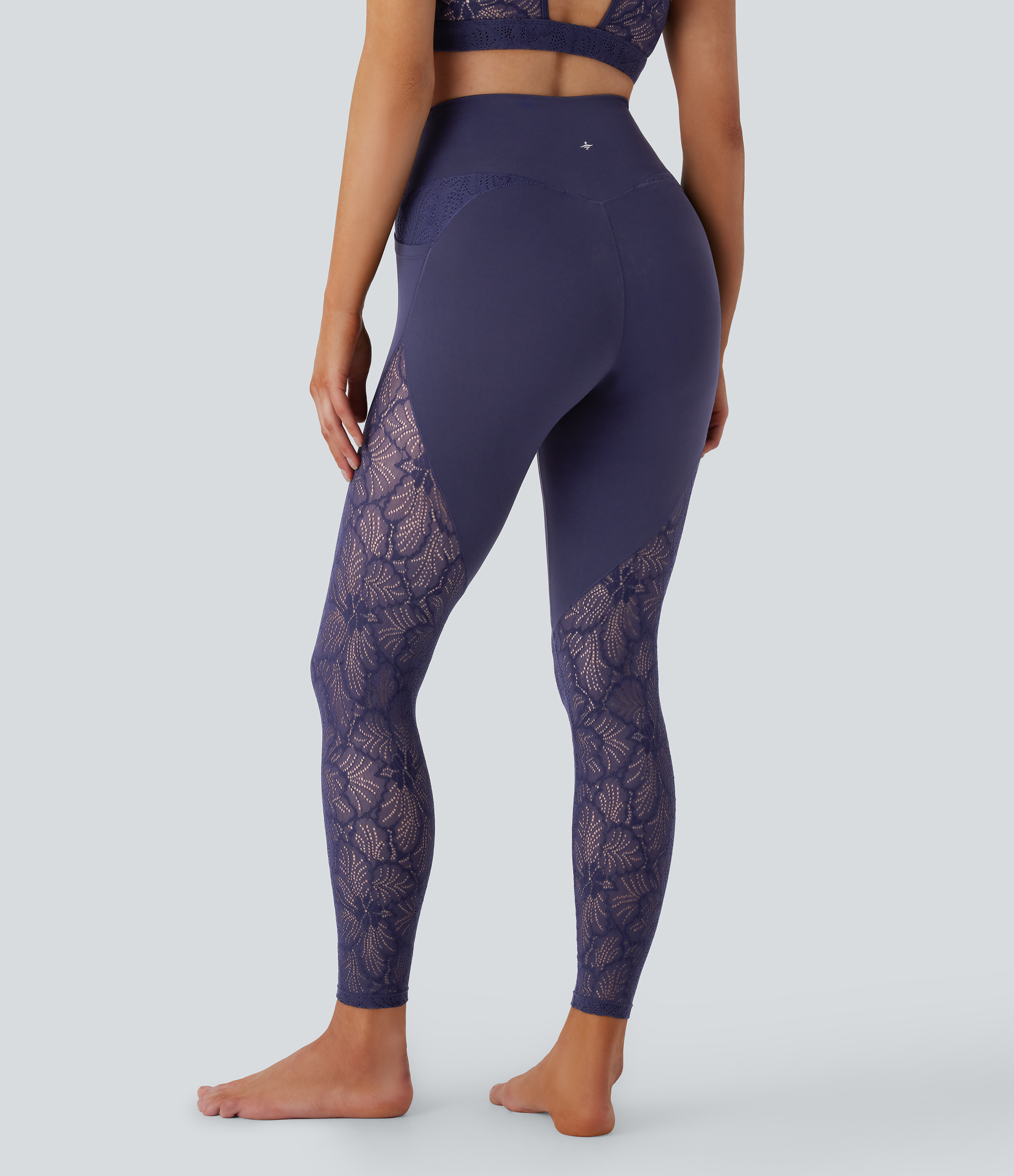Peacoat Leggings Softlyzero™ yoga tiro alto bolsillo lateral cruzado encaje contrastante 7/8 - UPF50+ / 2
