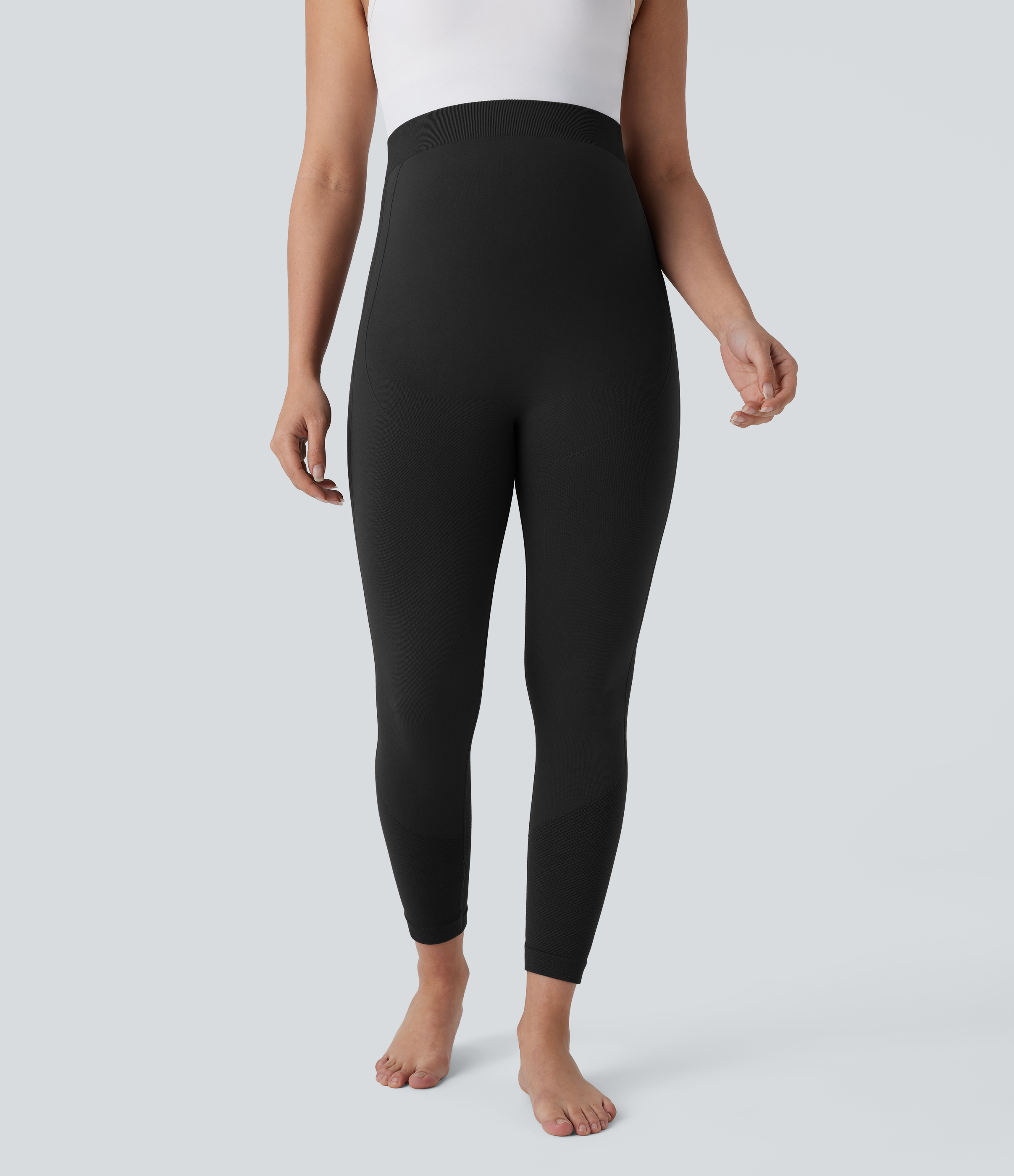 Halara Seamless Flow Super High Waisted 7/8 Yoga Maternity Leggings  - Black - XS(7/8) gym leggings leggings with pockets 