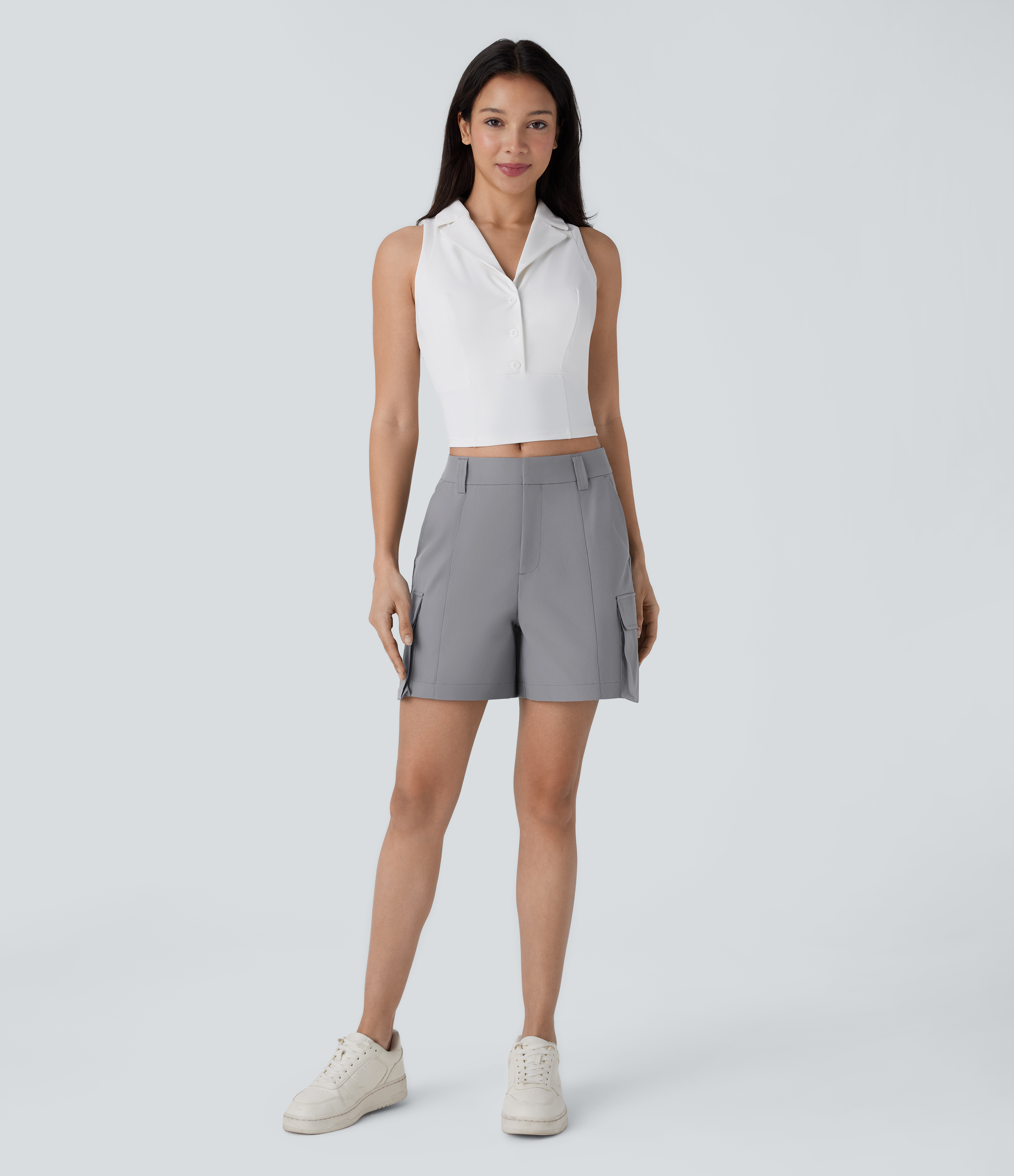 Halara Water Repellent Mid Rise Multiple Pockets Golf Cargo Shorts-Golf Tee Pocket Gym Short - Steel Gray - M booty shorts compression shorts 
