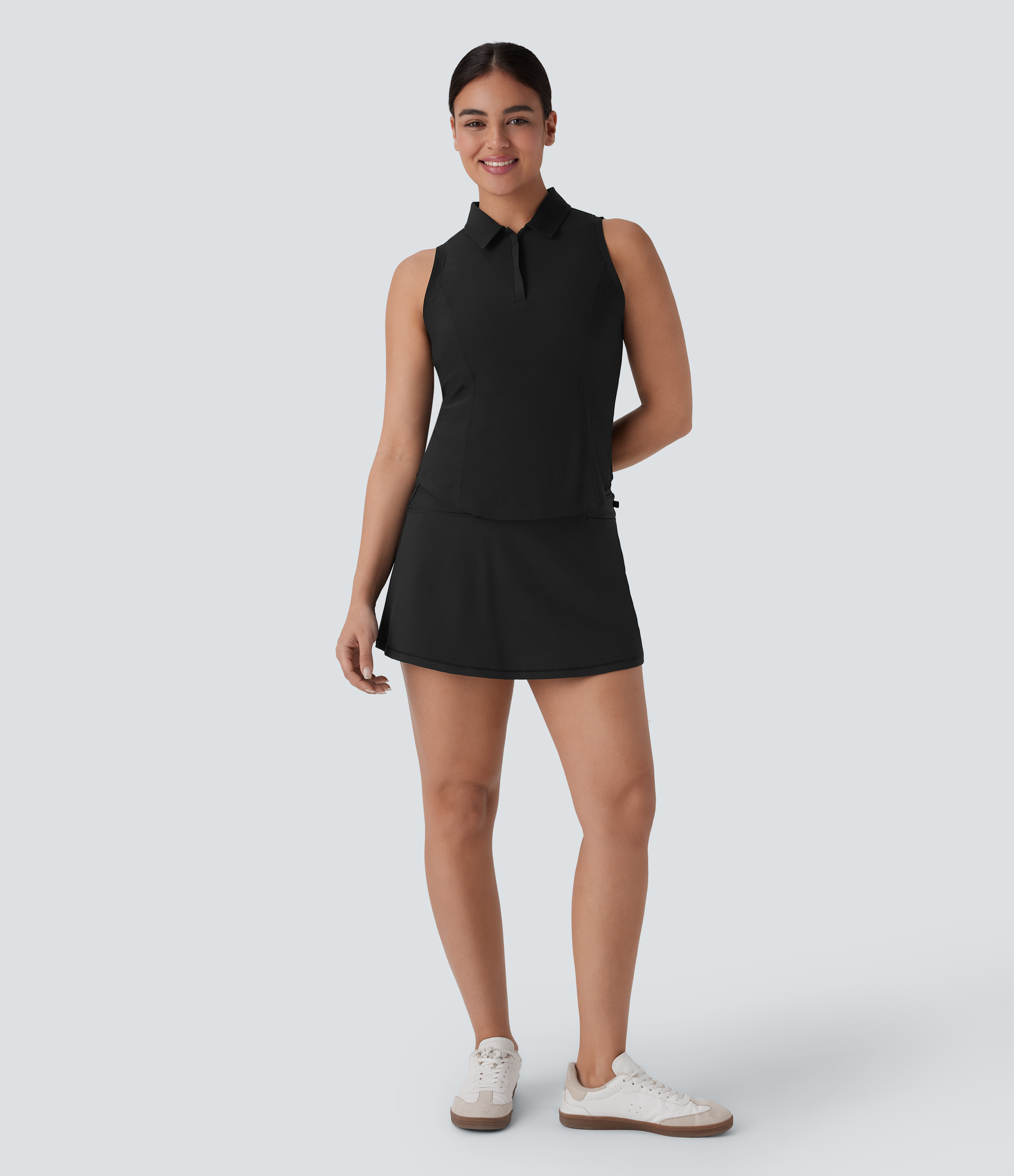 Halara Softlyzeroв„ў QuickDry Mid High Waisted Multiple Pockets 2-in-1 Mini Golf Skirt-Golf Tee  - Black - XL(regular) midi skirt a line skirt 
