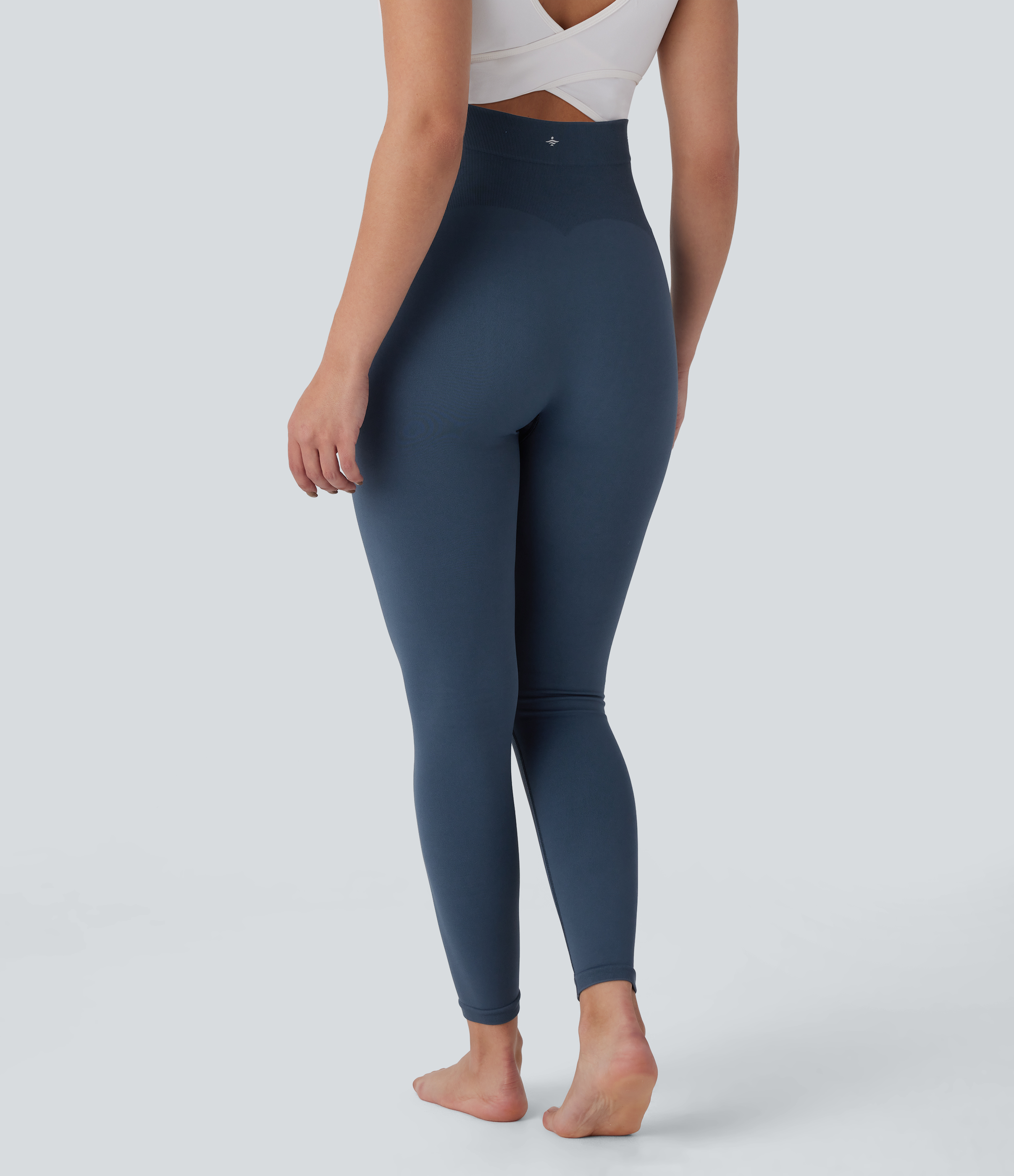 Halara Seamless Flow Super High Waisted 7/8 Yoga Maternity Leggings  - Mallard Blue - XS(regular) gym leggings leggings with pockets 