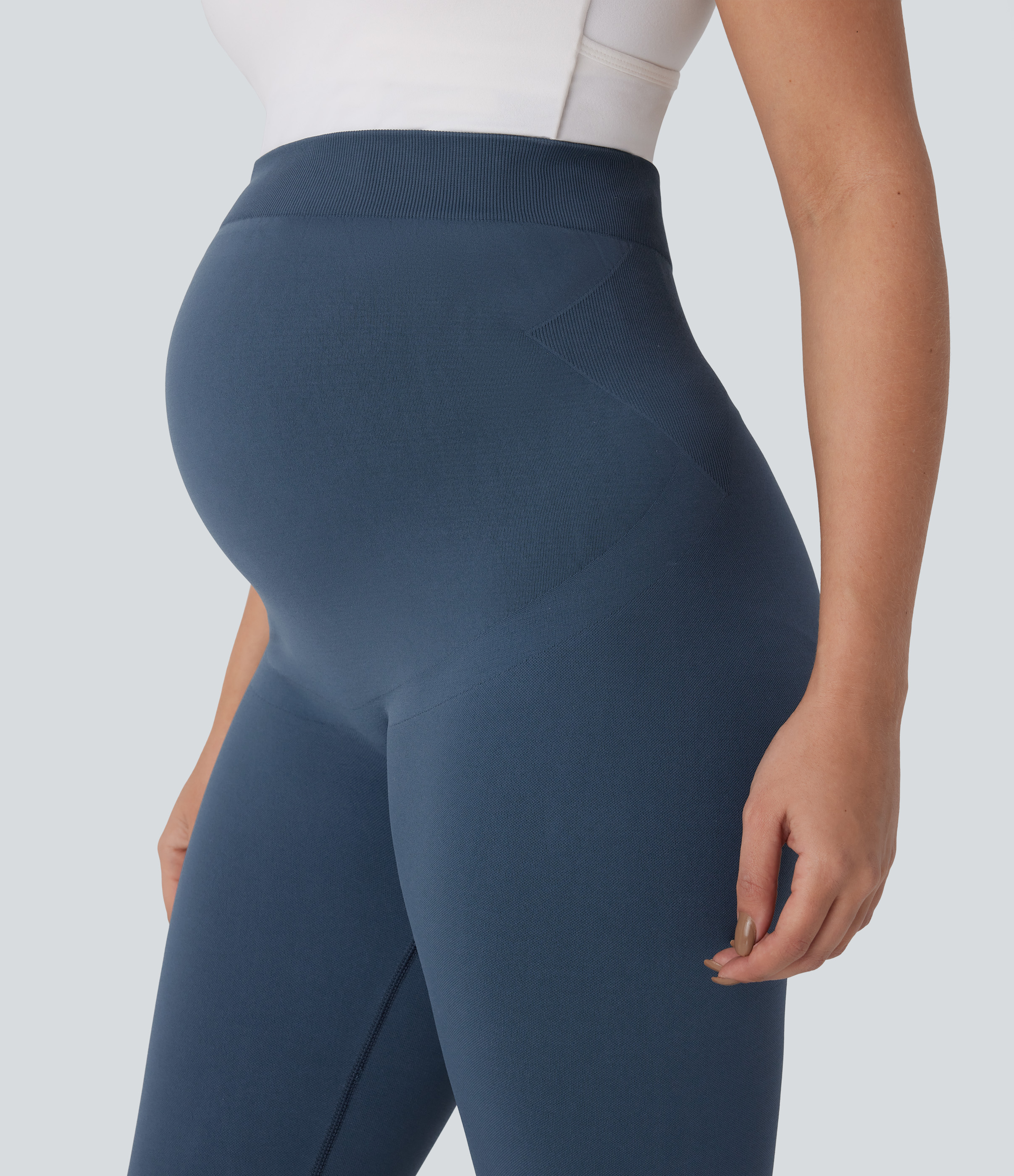 Halara Seamless Flow Super High Waisted 7/8 Yoga Maternity Leggings  - Mallard Blue - XS(regular) gym leggings leggings with pockets 