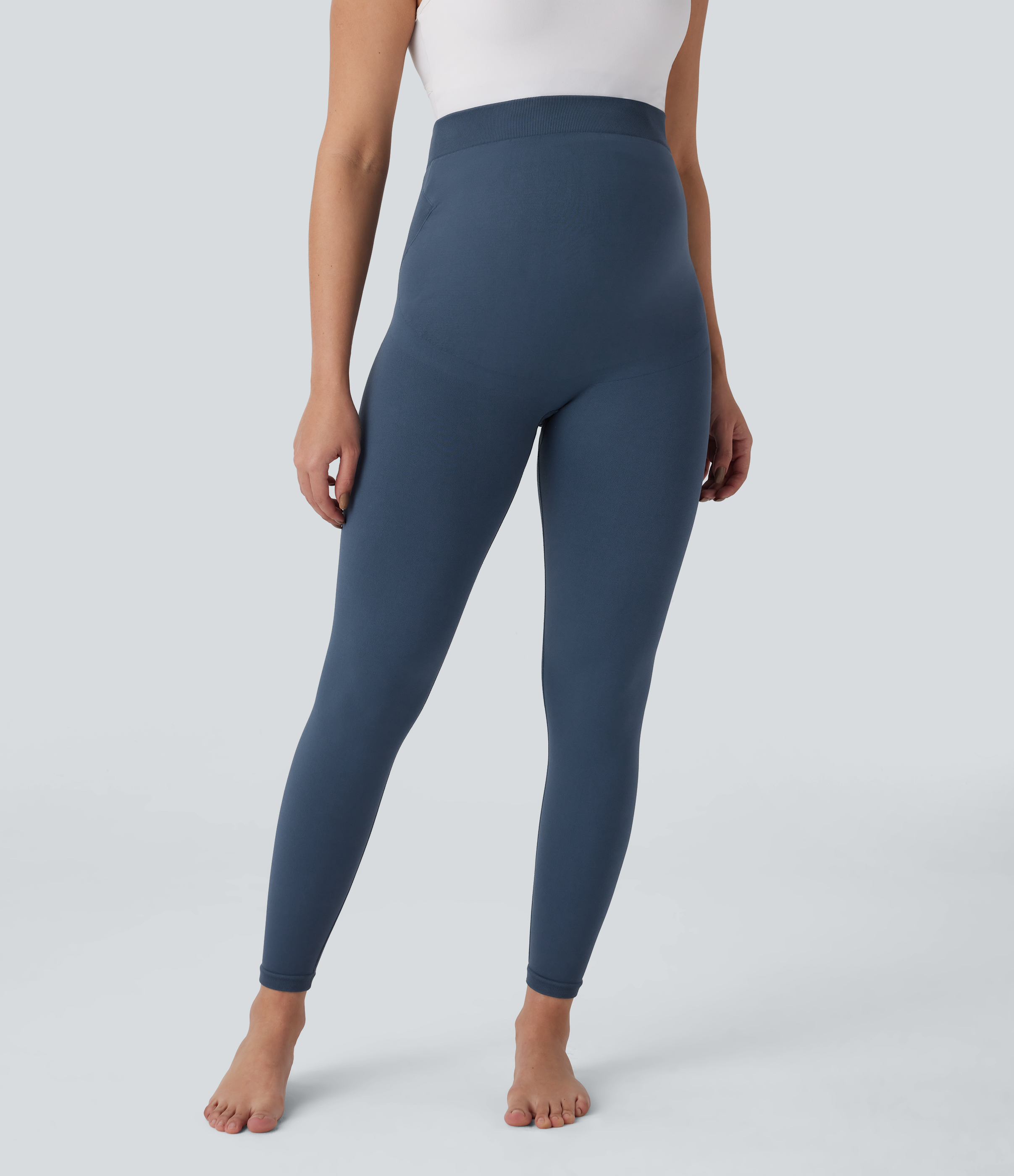 Halara Seamless Flow Super High Waisted 7/8 Yoga Maternity Leggings  - Mallard Blue - XS(regular) gym leggings leggings with pockets 