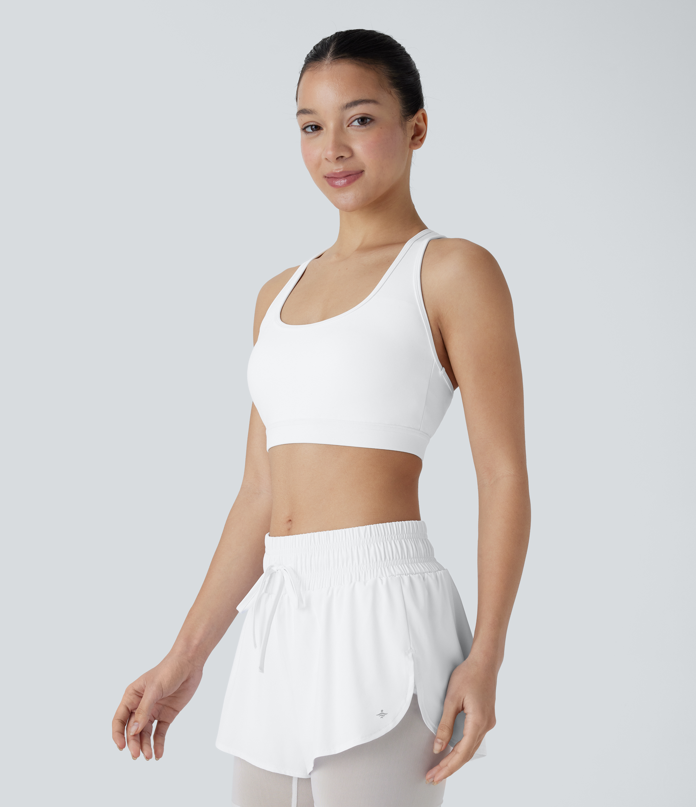 Halara SpeedWaveв„ў Medium Support Backless Racerback Perforated Quick Dry Running Sports Bra  - White - L push up bra strapless bra 