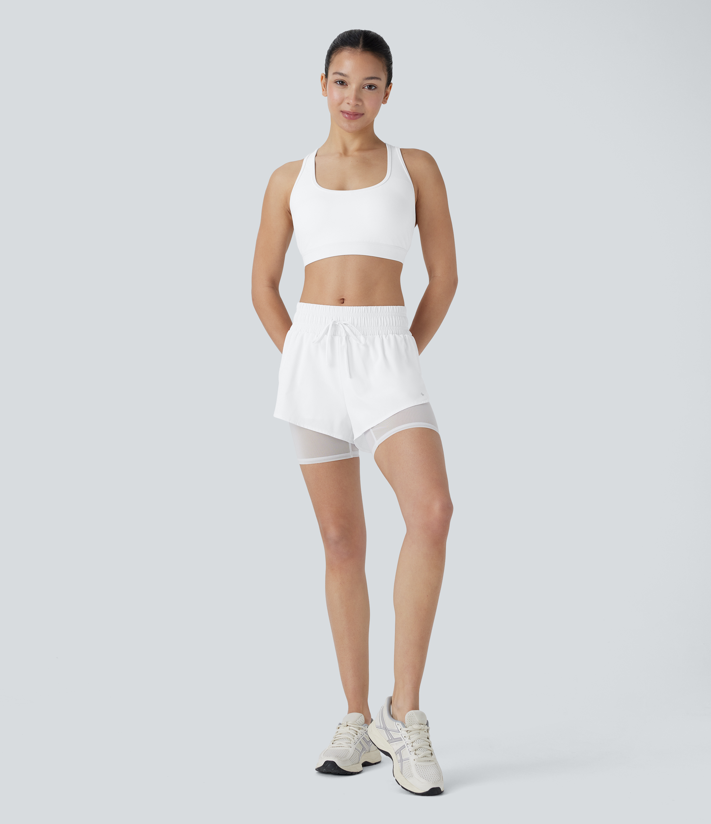 Halara SpeedWaveв„ў Medium Support Backless Racerback Perforated Quick Dry Running Sports Bra  - White - L push up bra strapless bra 