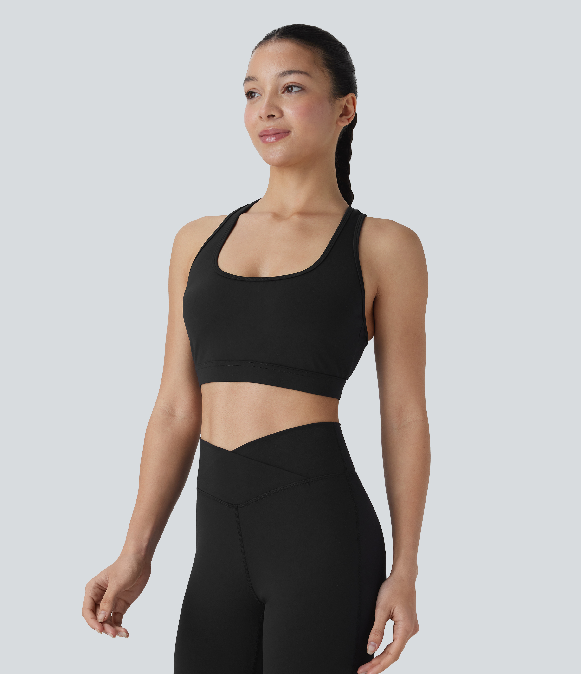 Halara SpeedWaveв„ў Medium Support Backless Racerback Perforated Quick Dry Running Sports Bra  - Black - XL push up bra strapless bra 