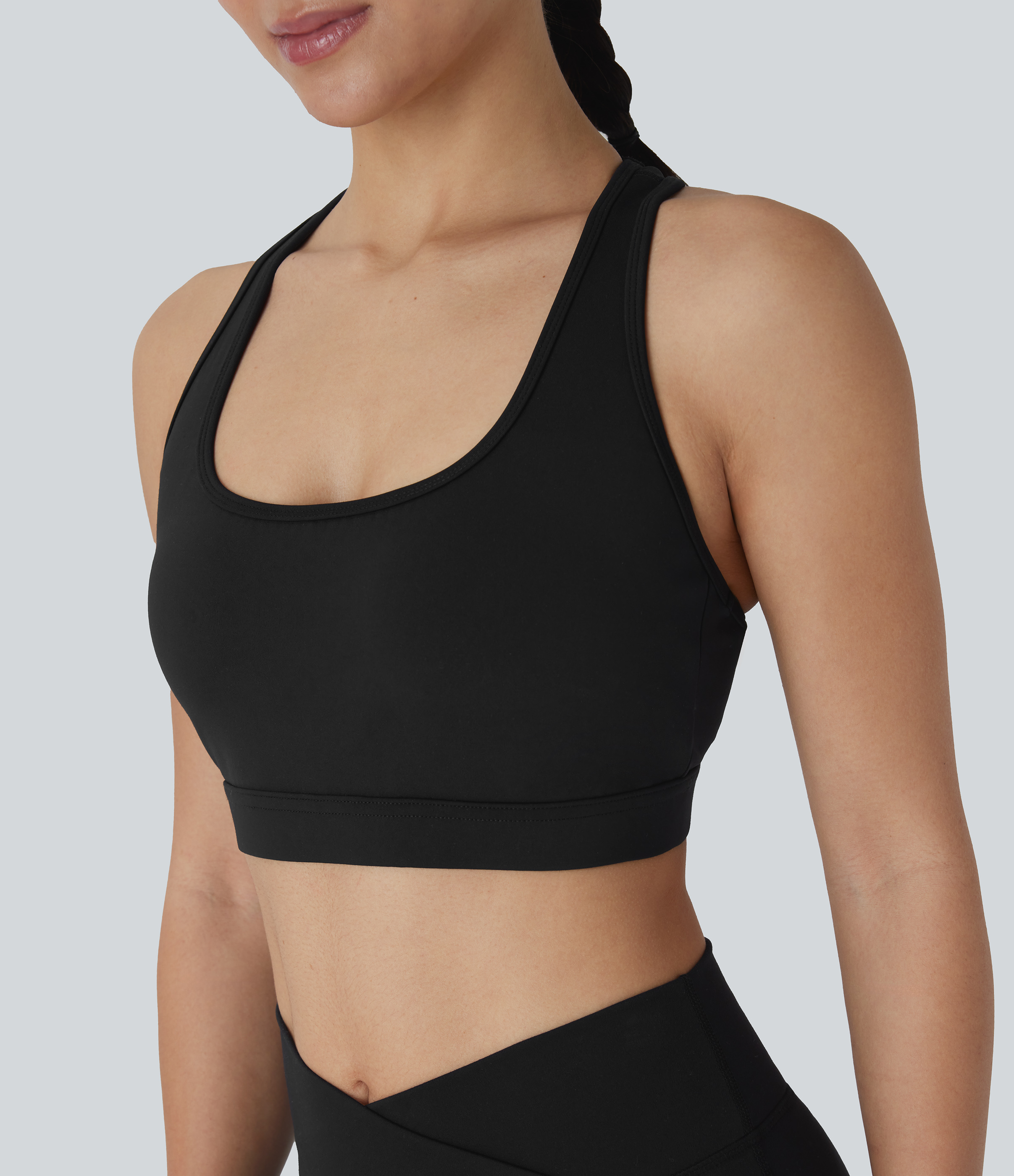 Halara SpeedWaveв„ў Medium Support Backless Racerback Perforated Quick Dry Running Sports Bra  - Black - XL push up bra strapless bra 