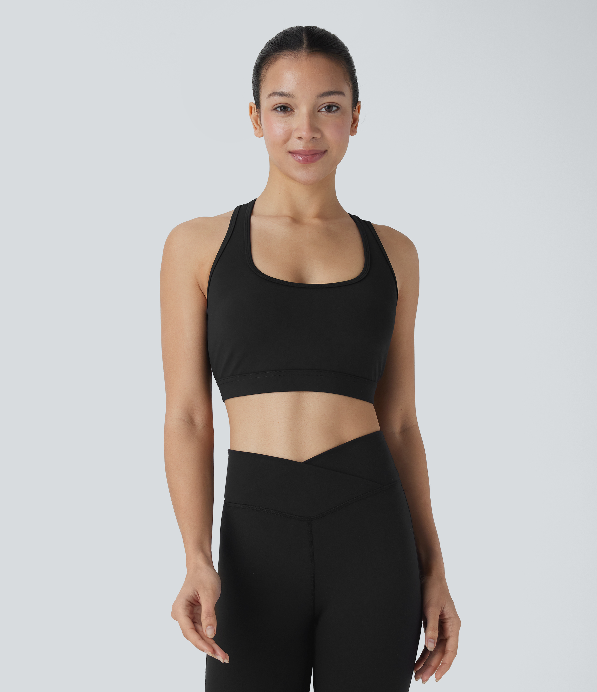 Halara SpeedWaveв„ў Medium Support Backless Racerback Perforated Quick Dry Running Sports Bra  - Black - XL push up bra strapless bra 
