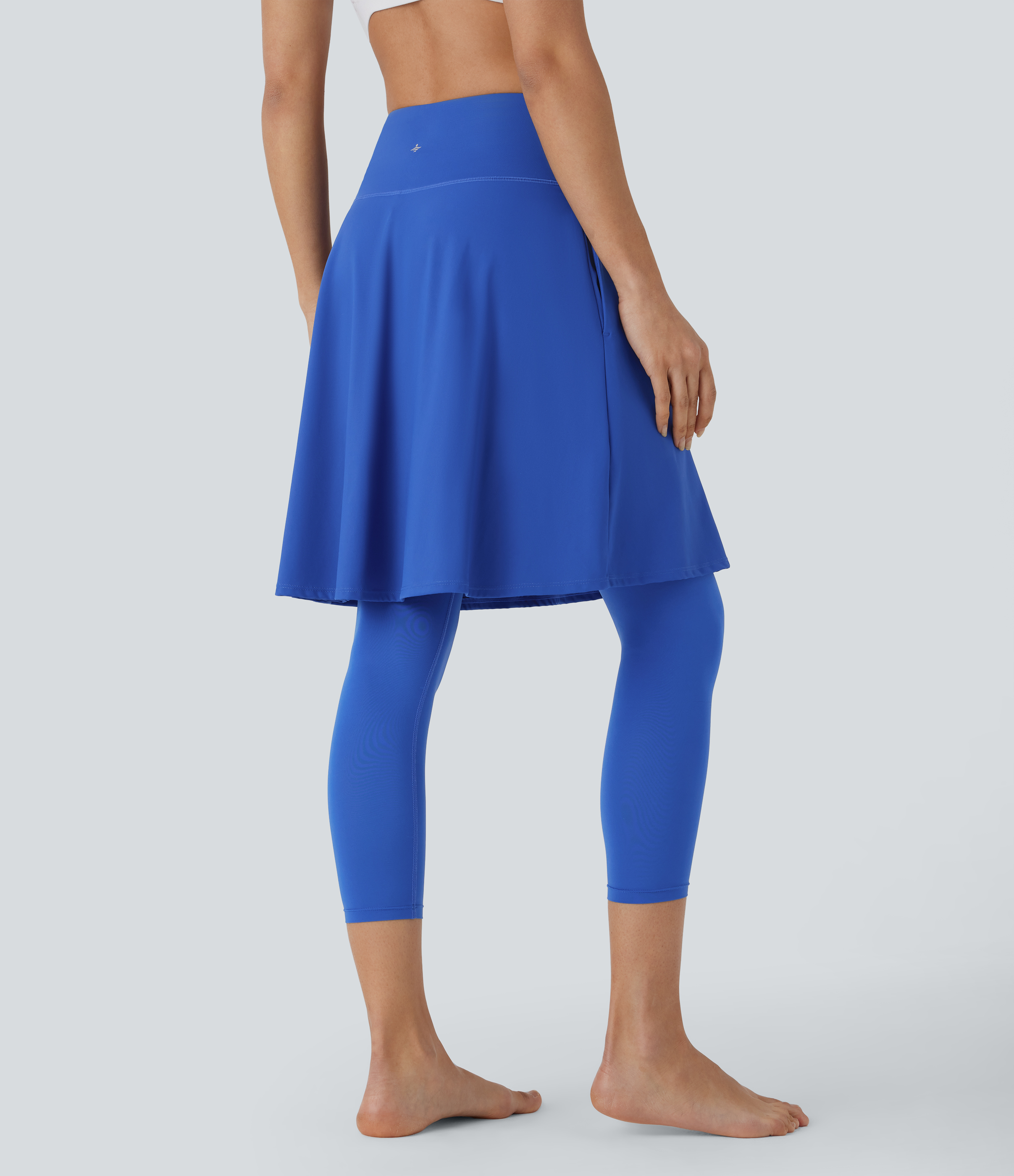 Halara Softlyzeroв„ў Airy High Waisted Side Pocket 2-in-1 Cool Touch Flare Yoga Skirt with Capri Leggings  - Surf the Web - XS(regular) 