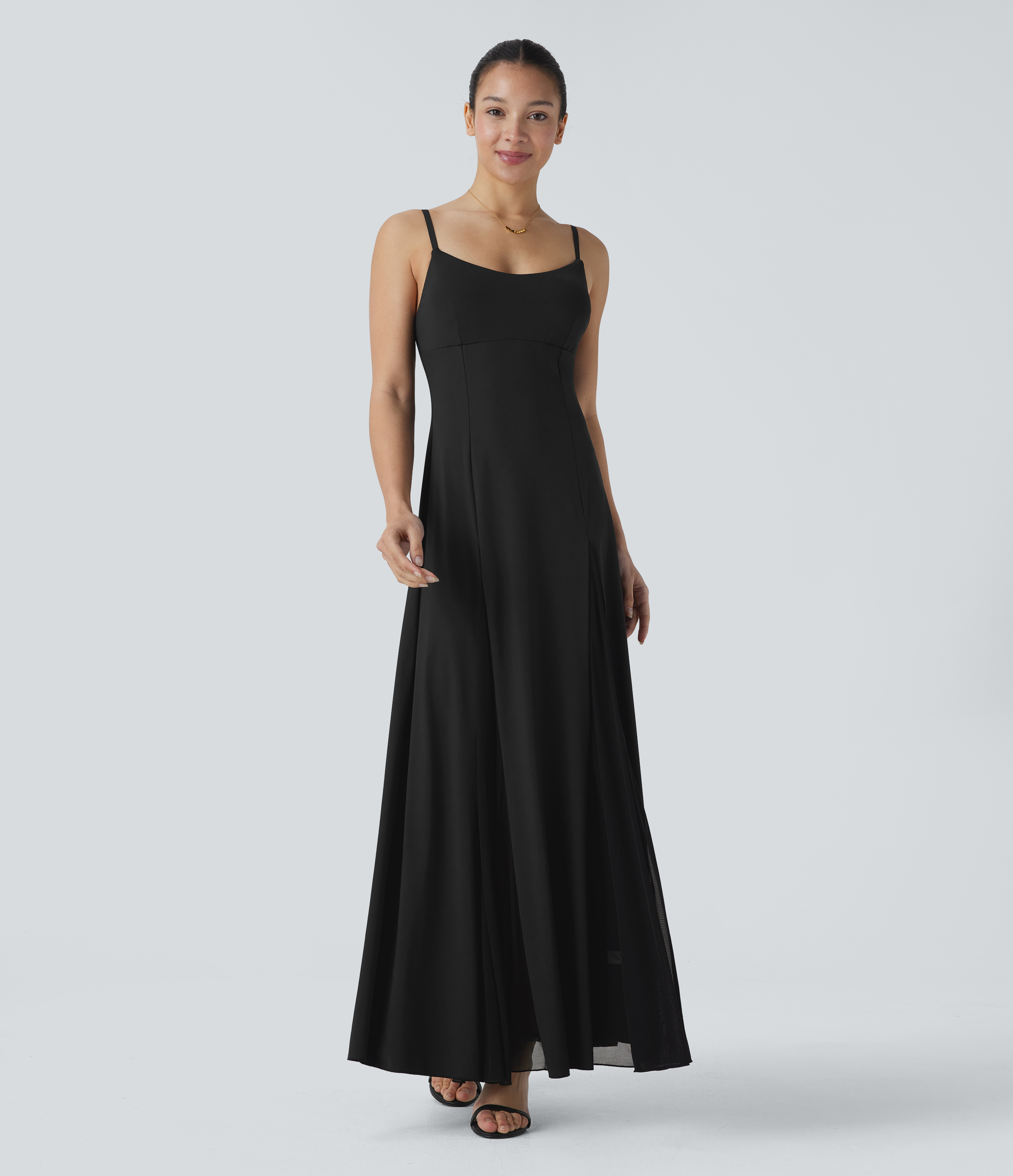 Halara Adjustable Strap Contrast Mesh Maxi Flowy Bridesmaid and Wedding Guest Slip Dress Casual Dress - Tap Shoe - XL slip dress beach dress 