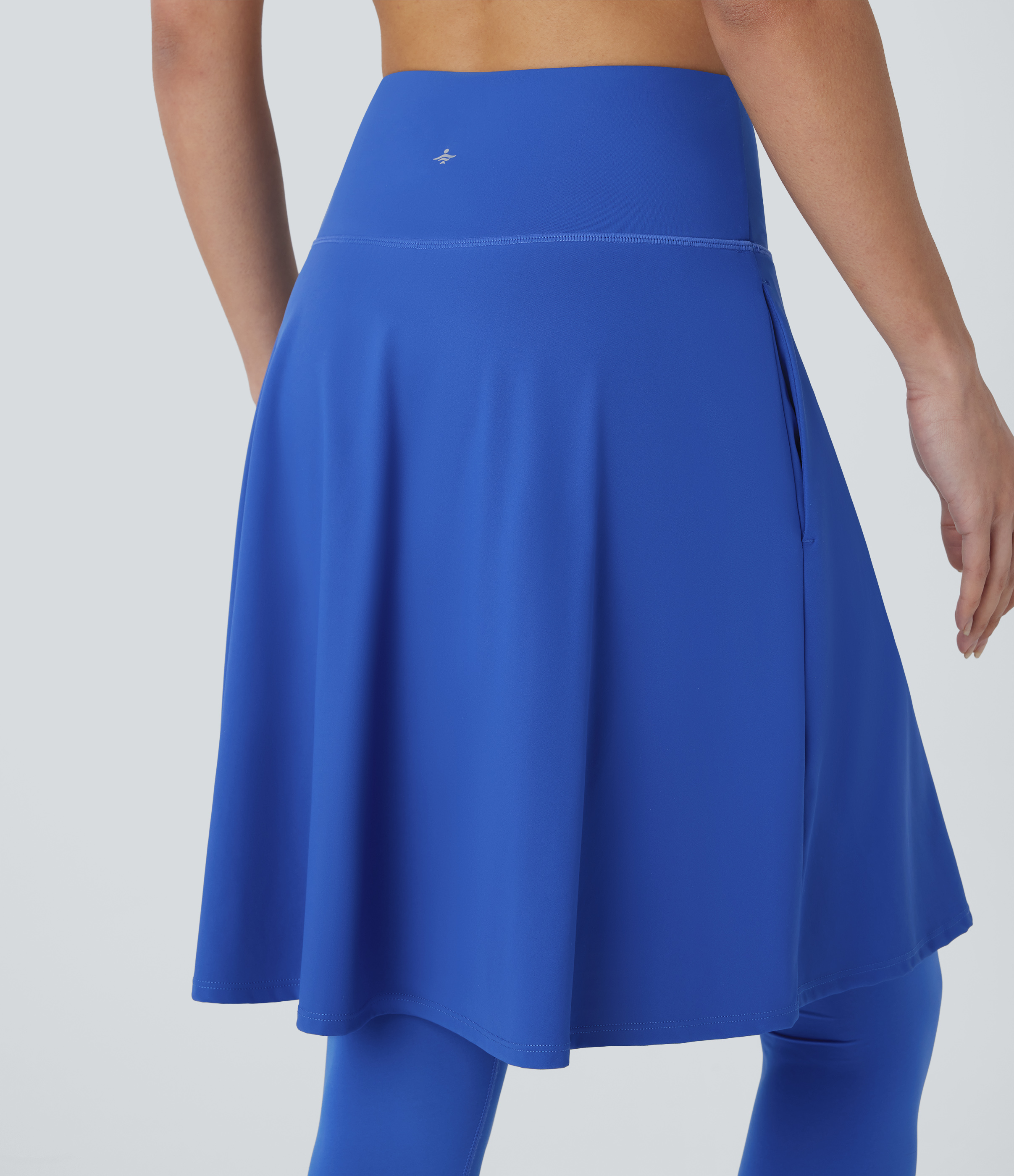 Halara Softlyzeroв„ў Airy High Waisted Side Pocket 2-in-1 Cool Touch Flare Yoga Skirt with Capri Leggings  - Surf the Web - XS(regular) 