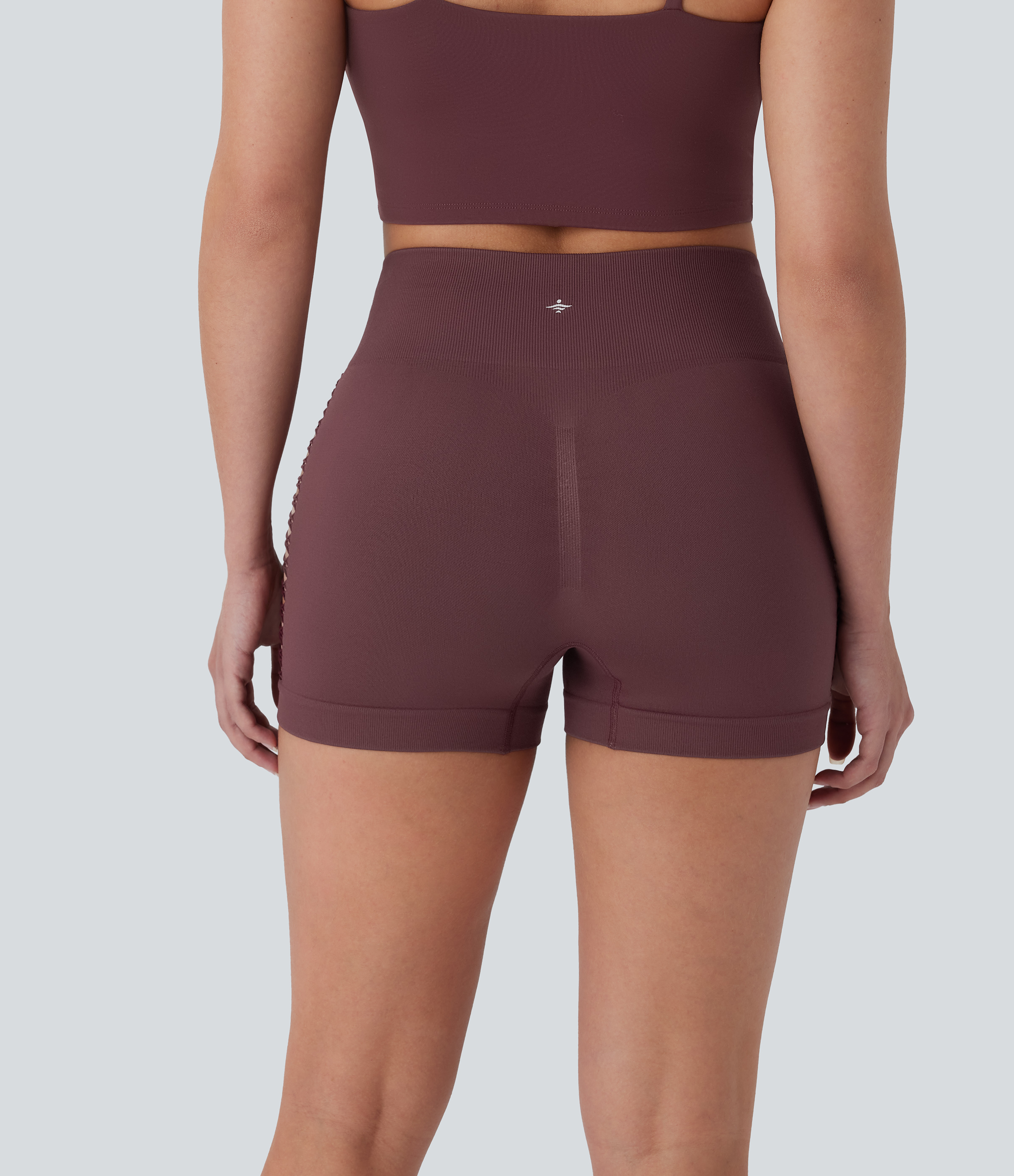 Halara Seamless Flow High Waisted Cut Out Yoga Biker Shorts 3``  - Vineyard Wine - XS biker shorts women black biker shorts 