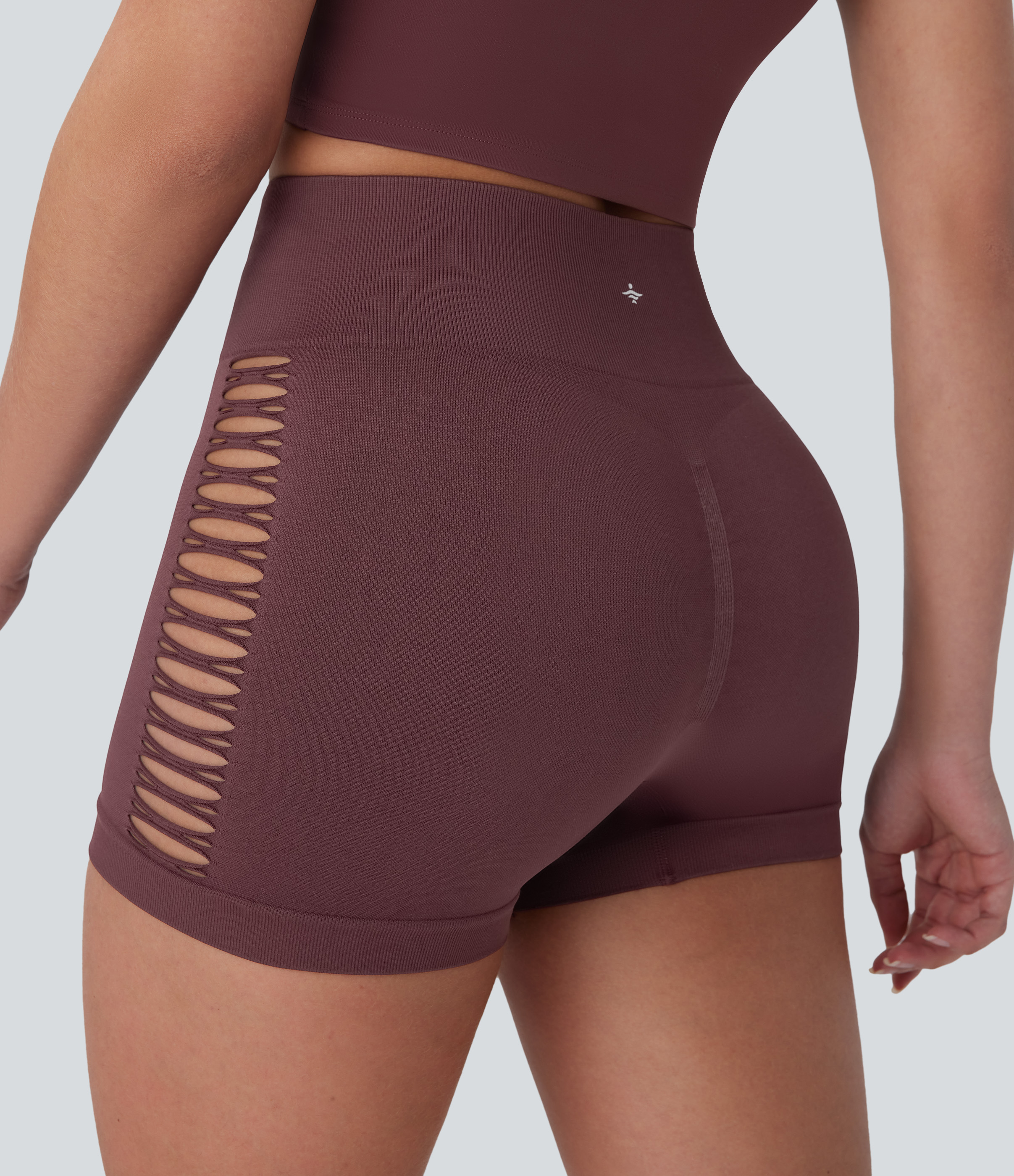 Halara Seamless Flow High Waisted Cut Out Yoga Biker Shorts 3``  - Vineyard Wine - XS biker shorts women black biker shorts 