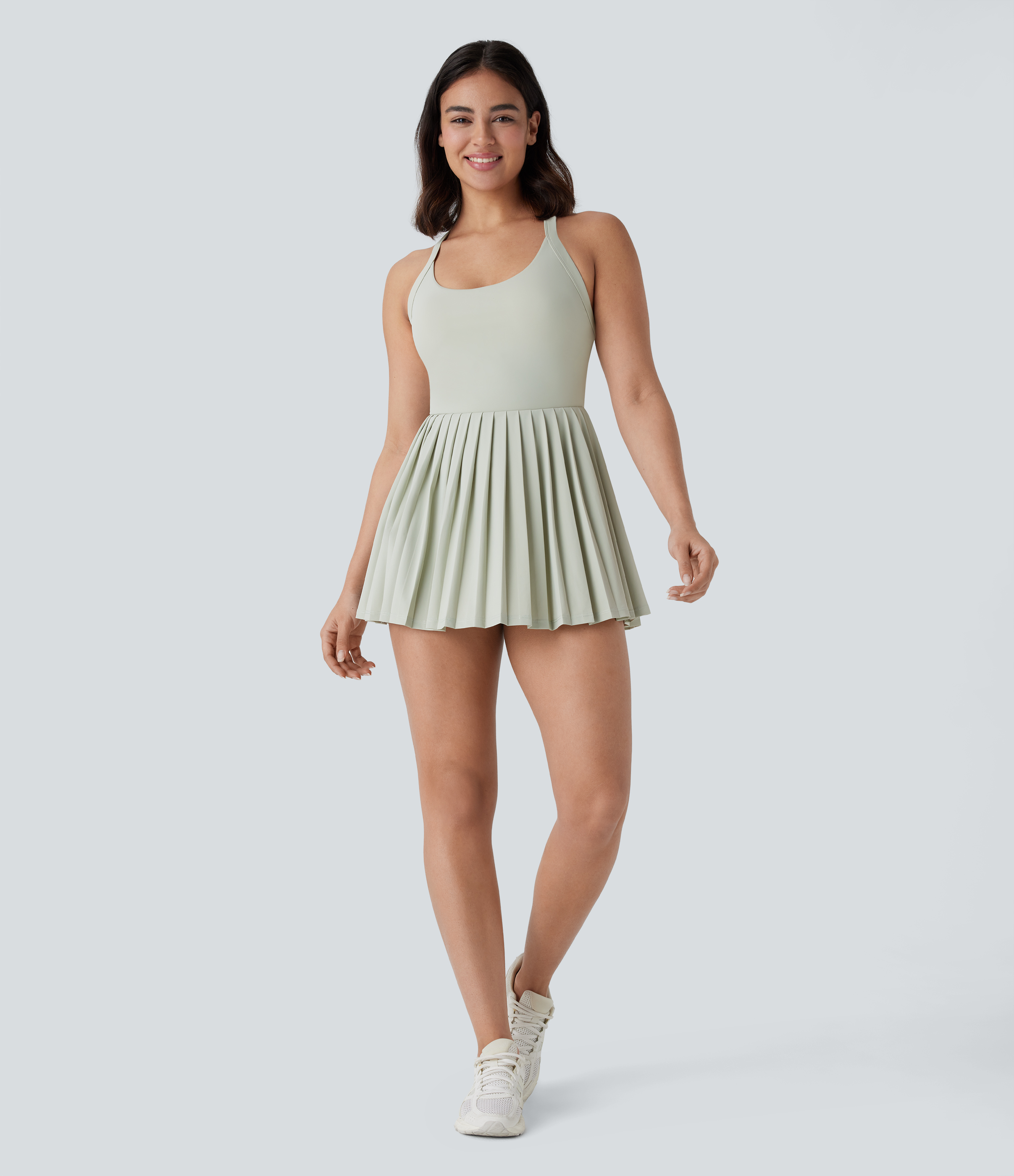 Halara Backless Twisted Pleated Cool Touch Quick Dry Mini Dance Active Dress-Easy Peezy Edition Workout Dress - Sea Foam - XL 