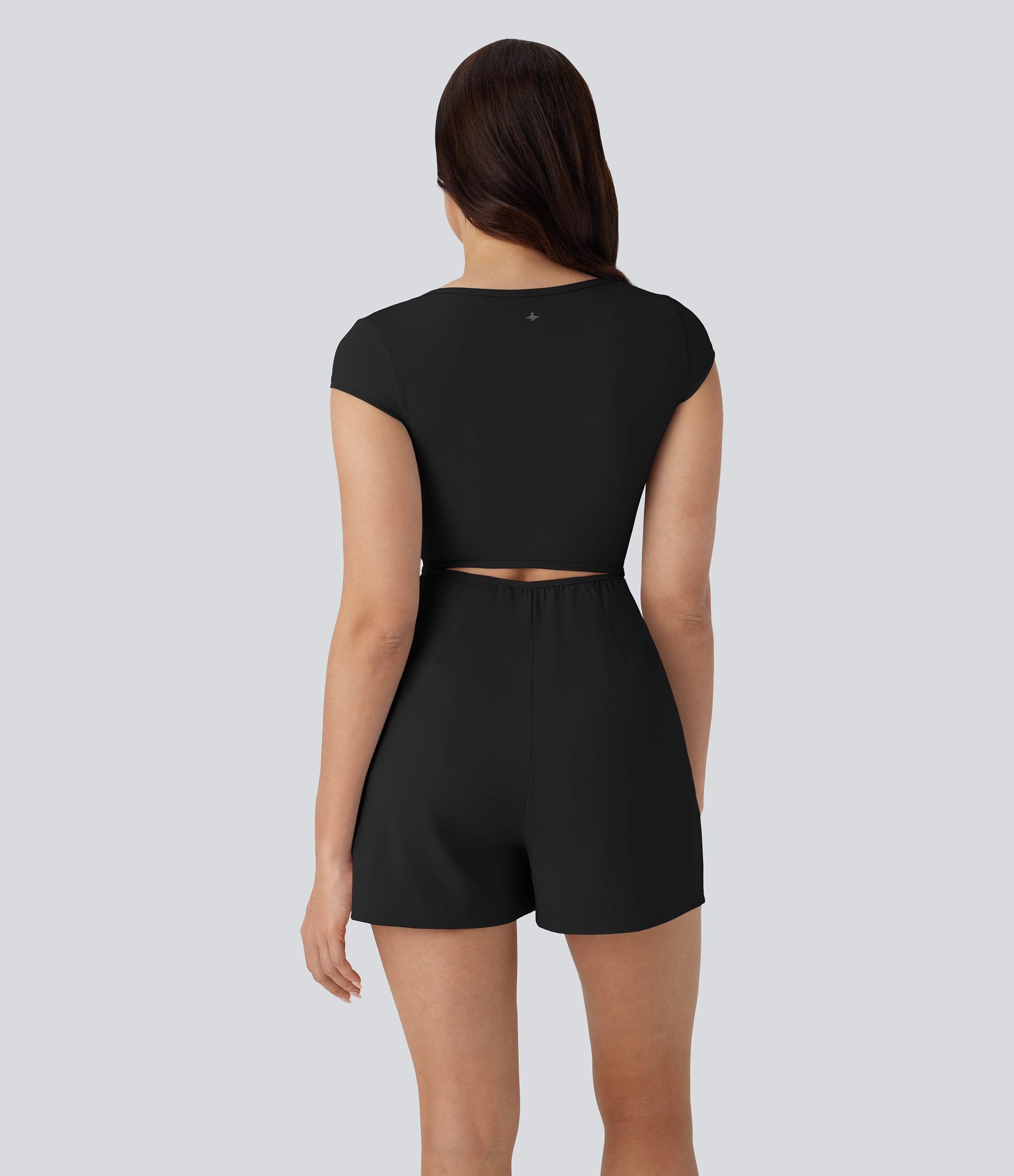 Black SoftlyZero™ Airy U Neck Cap Sleeve Pocket Cool Touch Yoga Romper-Easy Peezy / 2