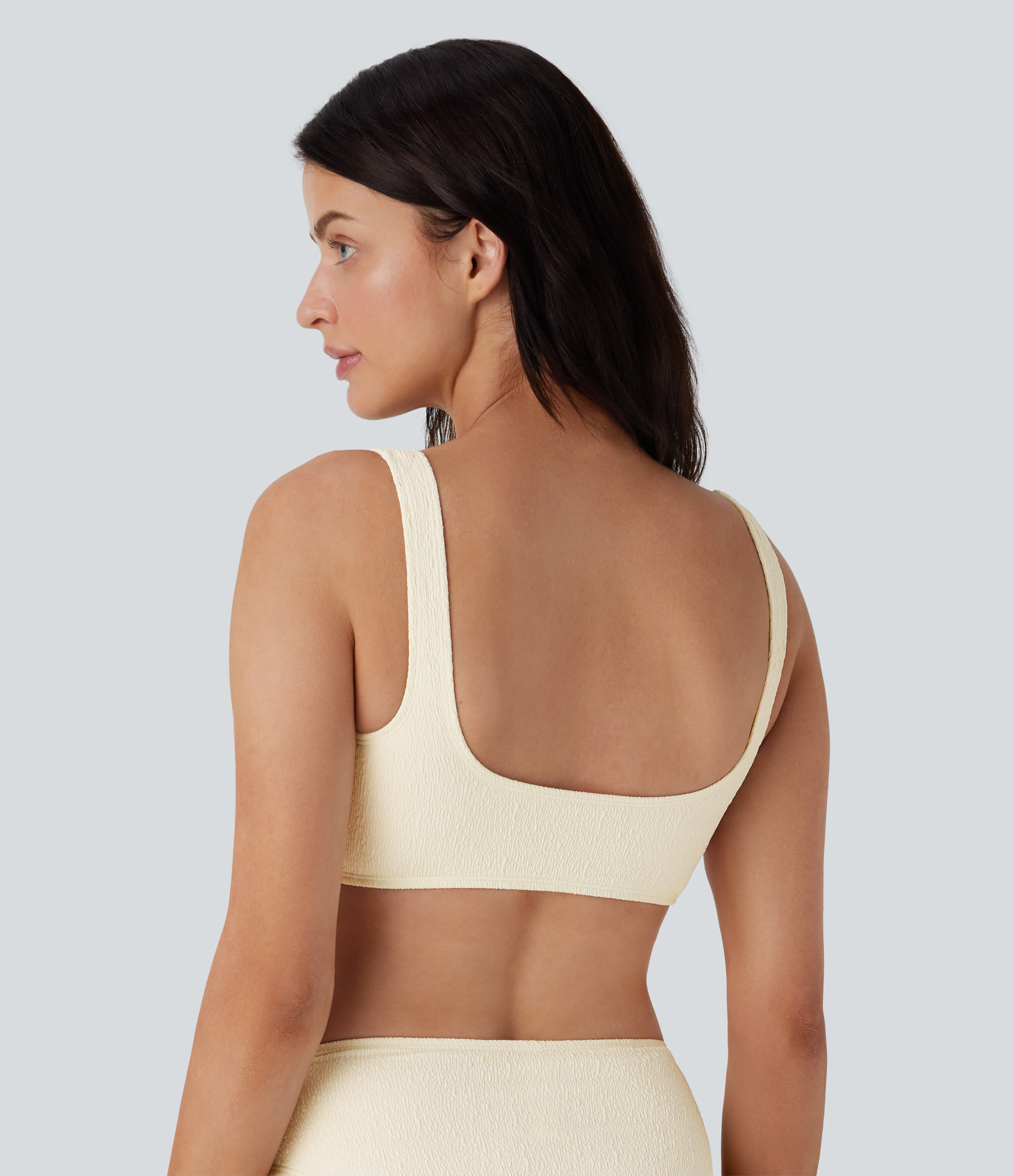 Vanilla Ice Square Neck Texture Bikini Top Swimsuit / 2