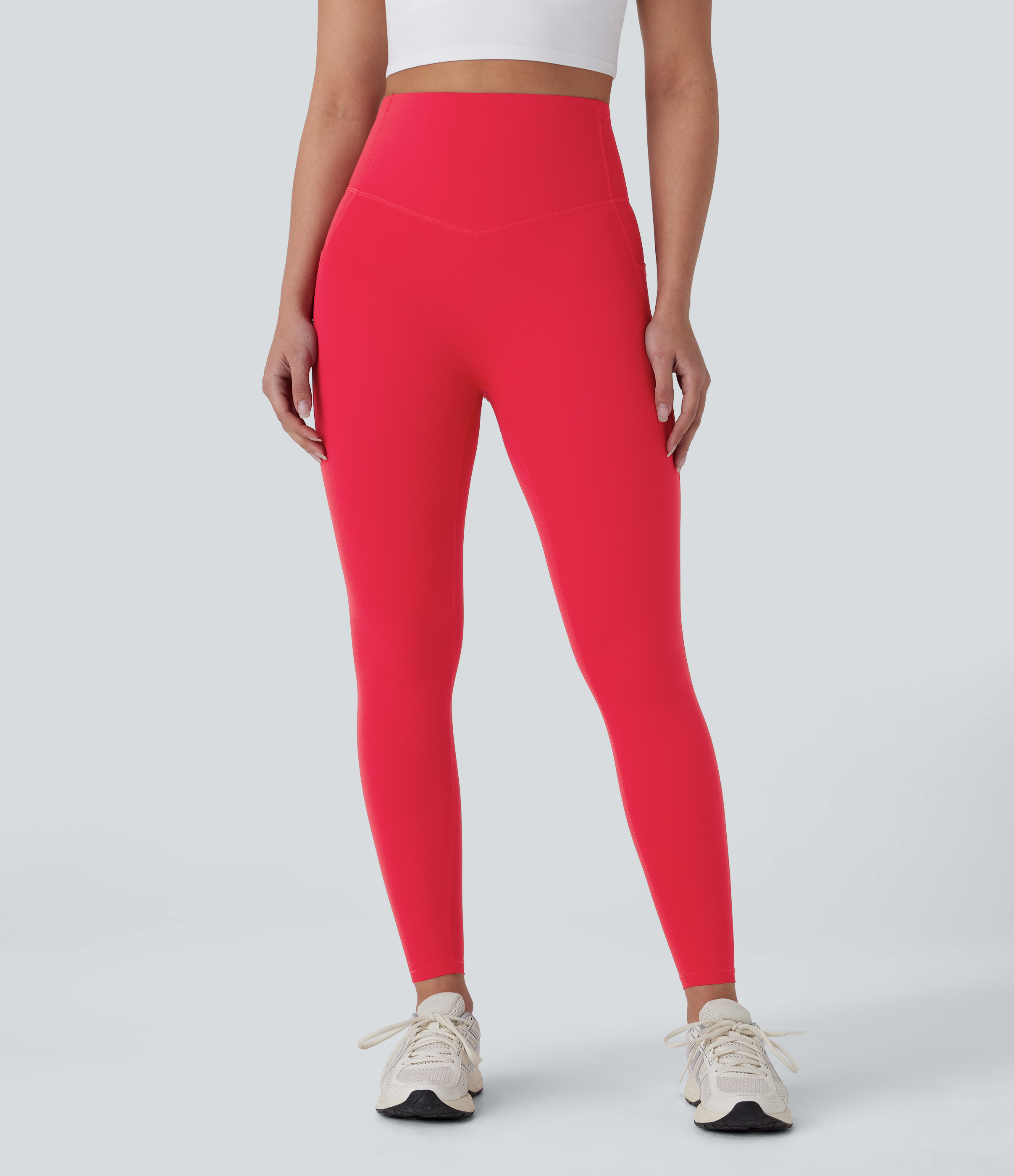 Halara SoCinched High Waisted Butt Lifting Tummy Control Side Pocket Shaping Workout UltraSculpt Leggings  - Aura Orange - S(7/8) 