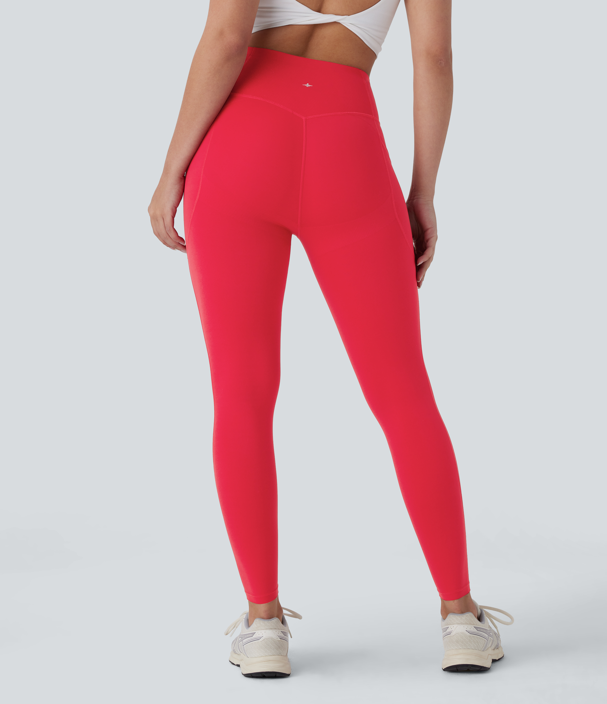 Halara SoCinched High Waisted Butt Lifting Tummy Control Side Pocket Shaping Workout UltraSculpt Leggings  - Aura Orange - S(7/8) 