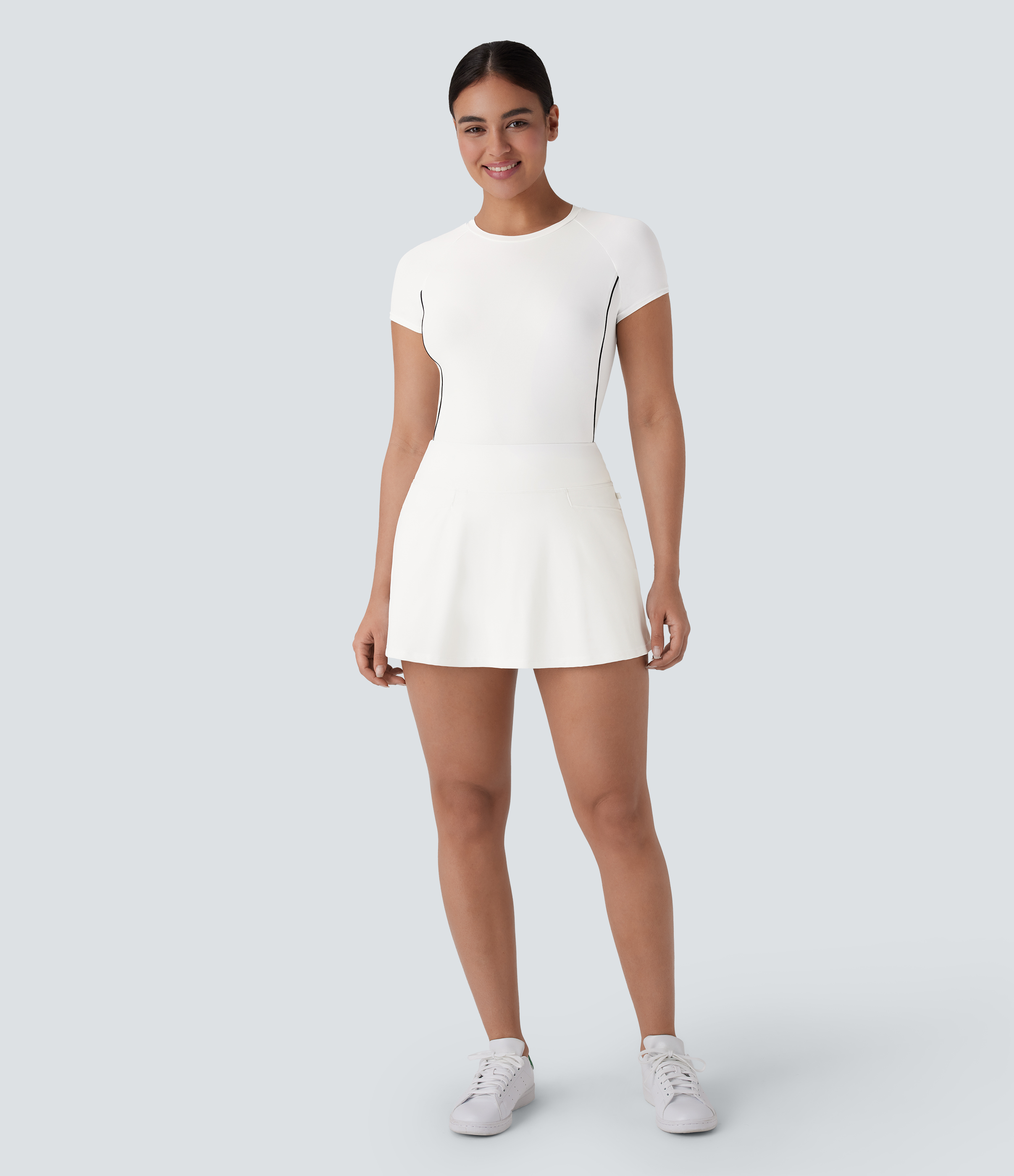 Halara Softlyzeroв„ў QuickDry Mid High Waisted Multiple Pockets 2-in-1 Mini Golf Skirt-Golf Tee  - White - M(regular) midi skirt a line skirt 